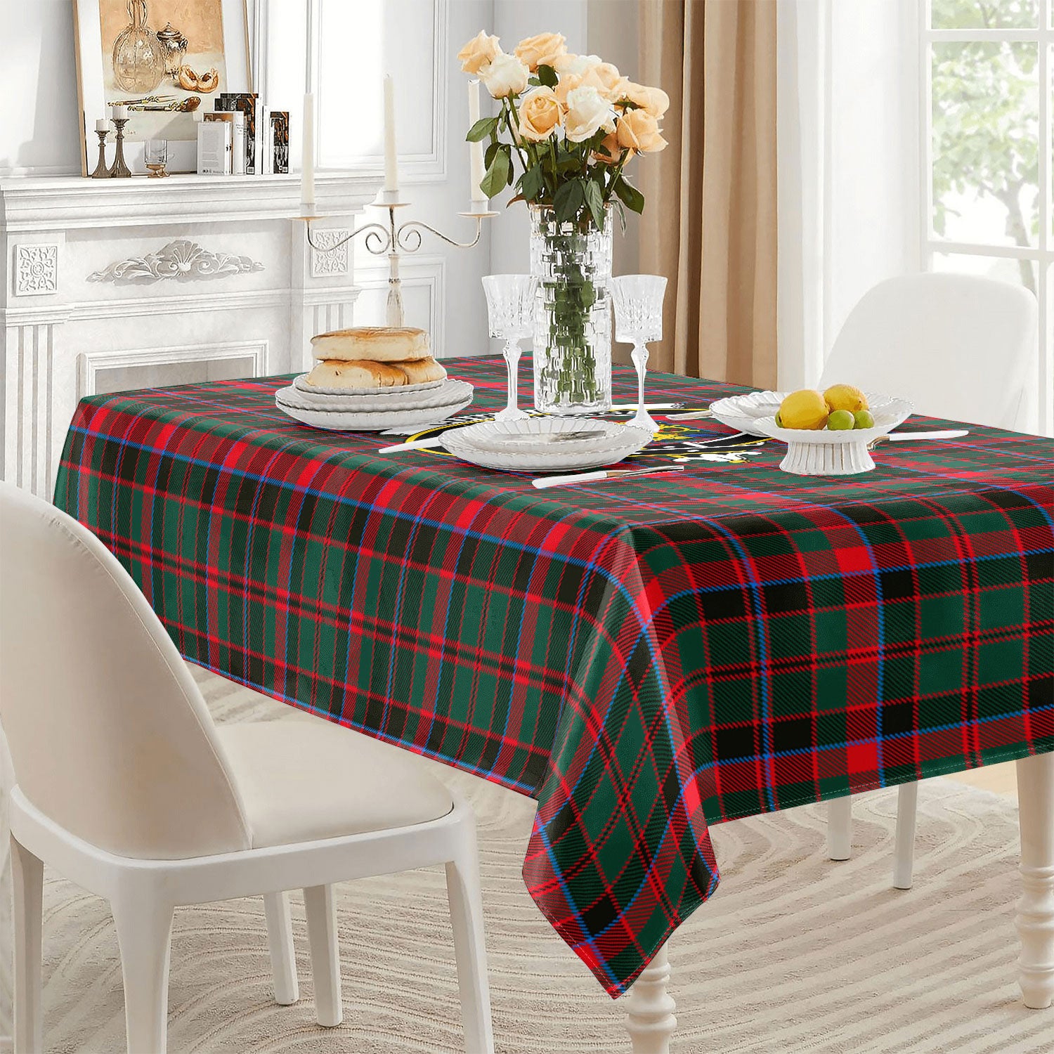 Cumming Hunting Modern Tartan Crest Tablecloth