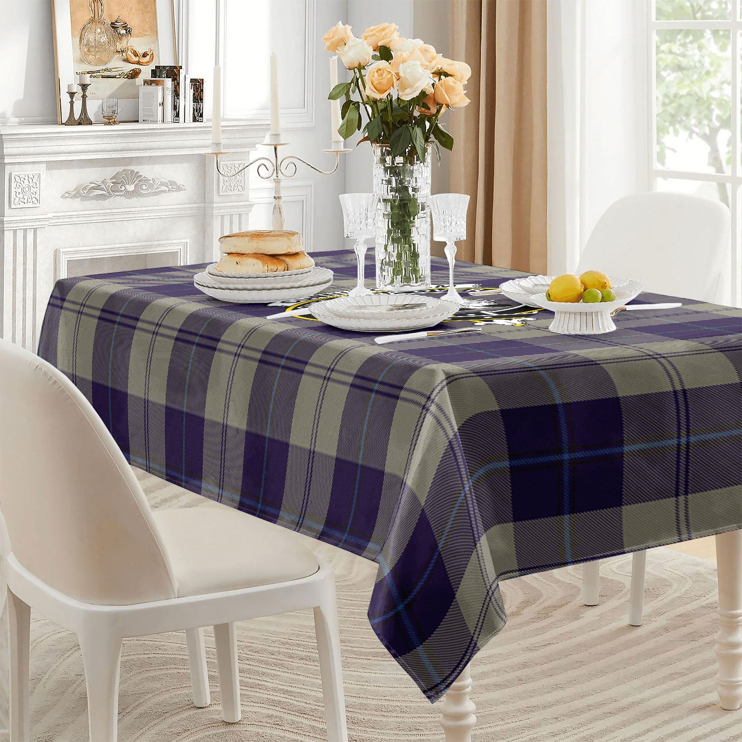 Cunningham Dress Blue Dancers Tartan Crest Tablecloth