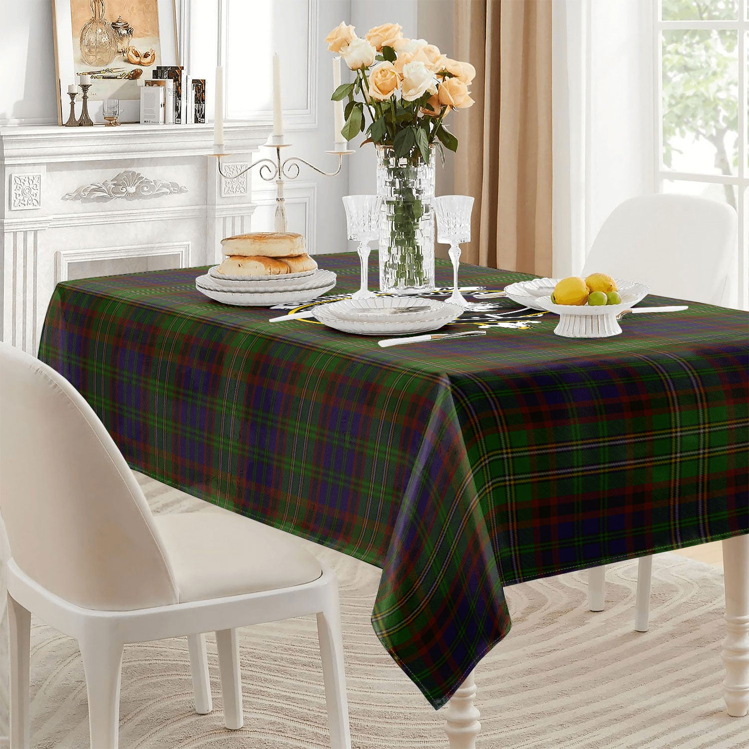 Cunningham Hunting Modern Tartan Crest Tablecloth