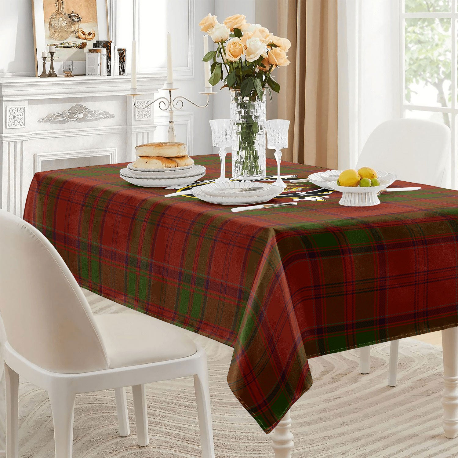 Drummond Clan Tartan Crest Tablecloth