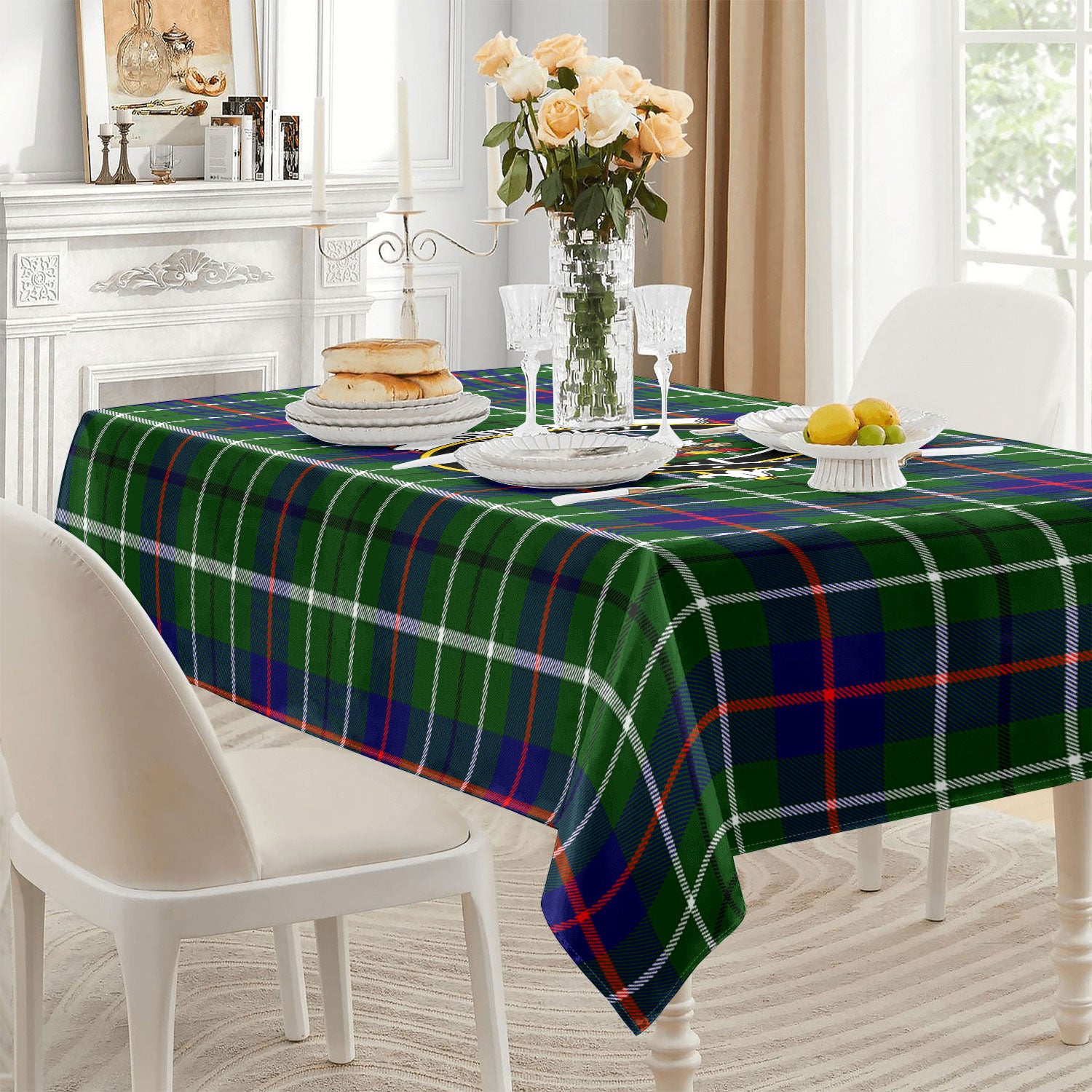 Duncan Modern Tartan Crest Tablecloth