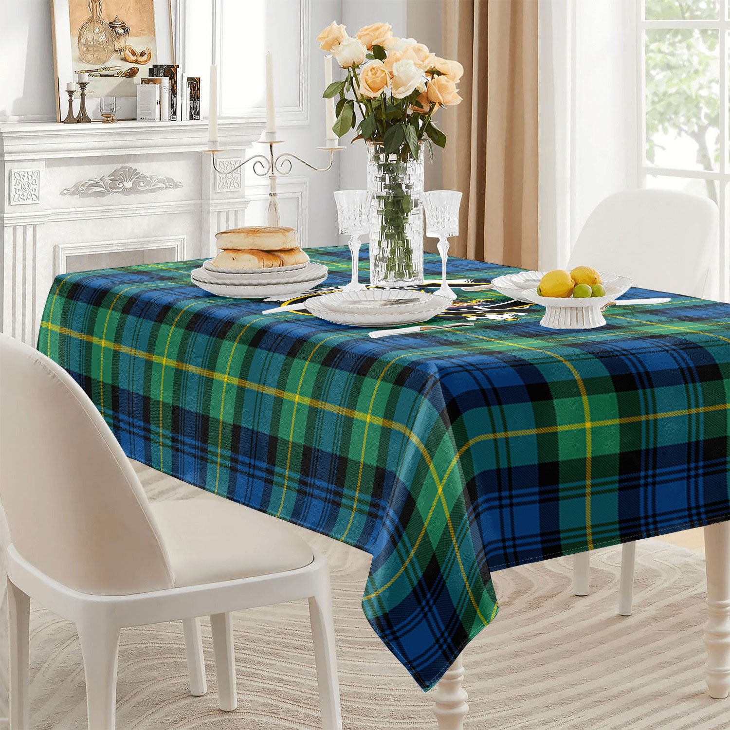 Gordon Ancient Tartan Crest Tablecloth