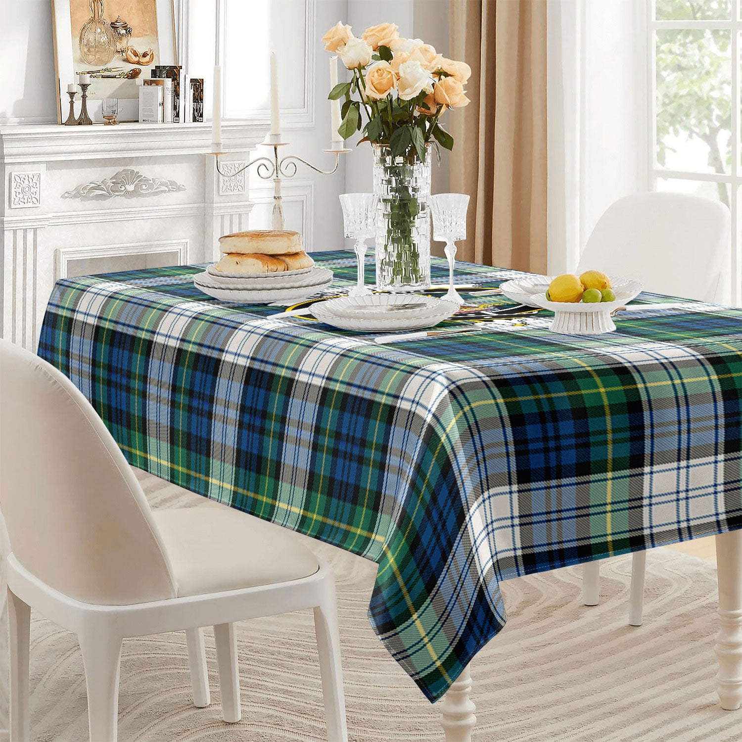 Gordon Dress Ancient Tartan Crest Tablecloth