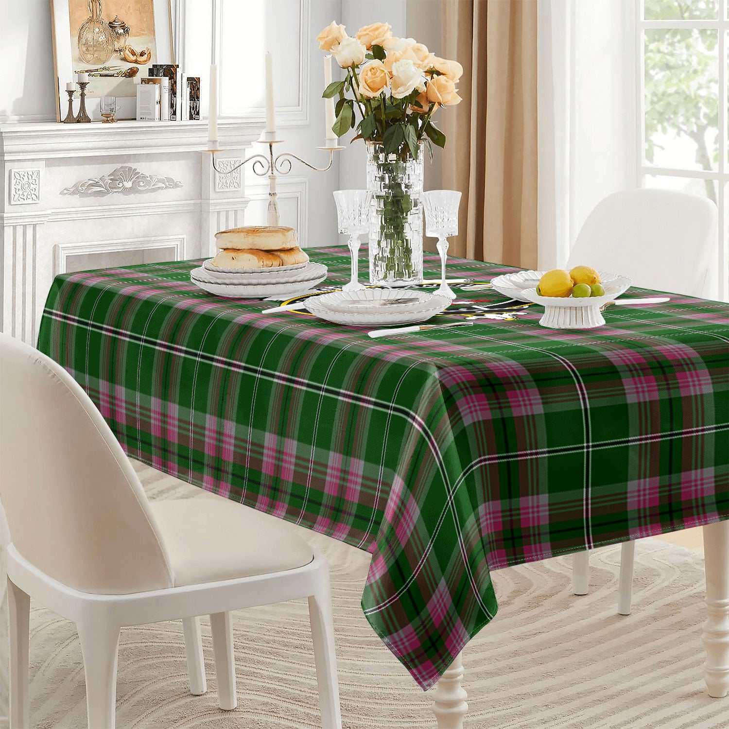 Gray Hunting Tartan Crest Tablecloth