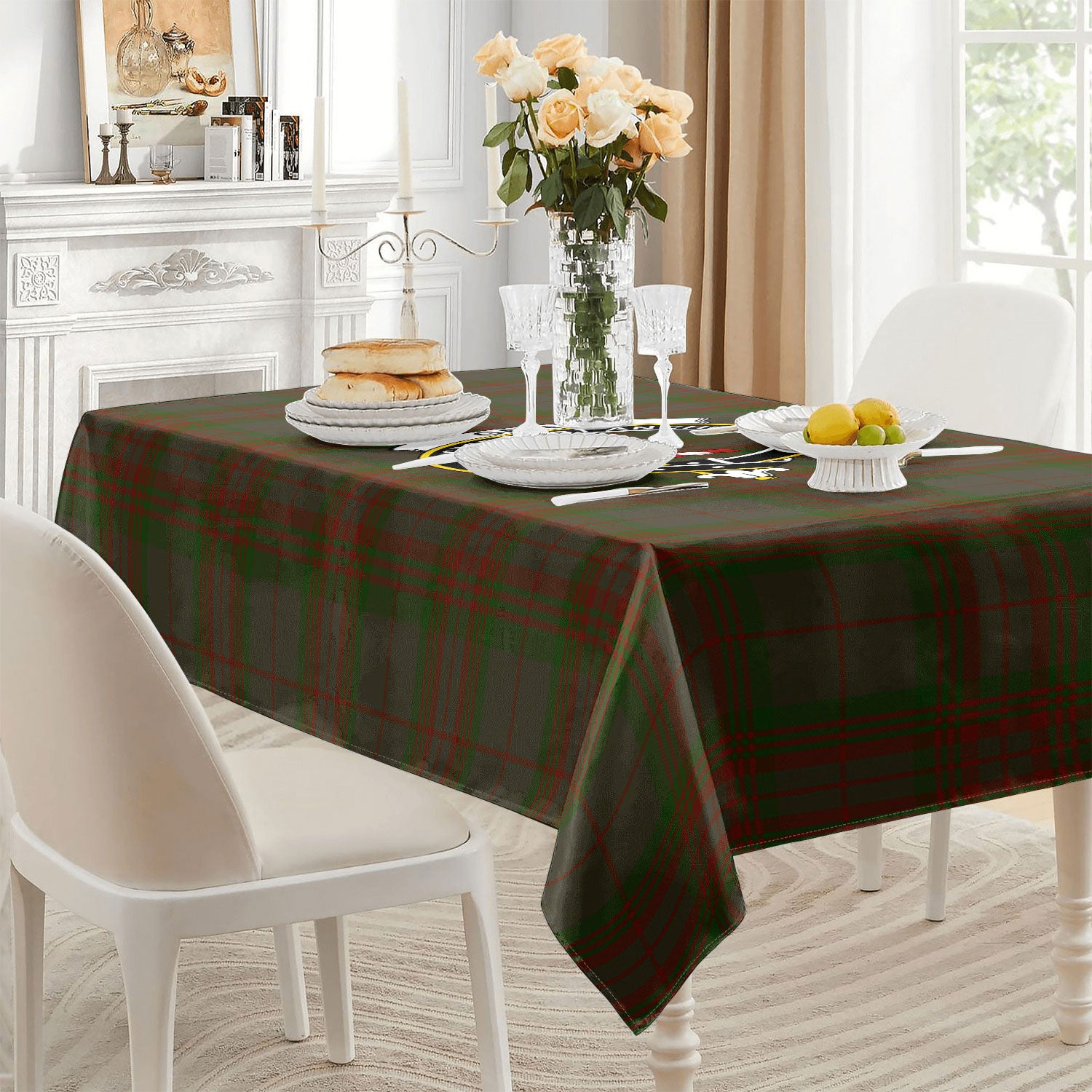 Gray Tartan Crest Tablecloth