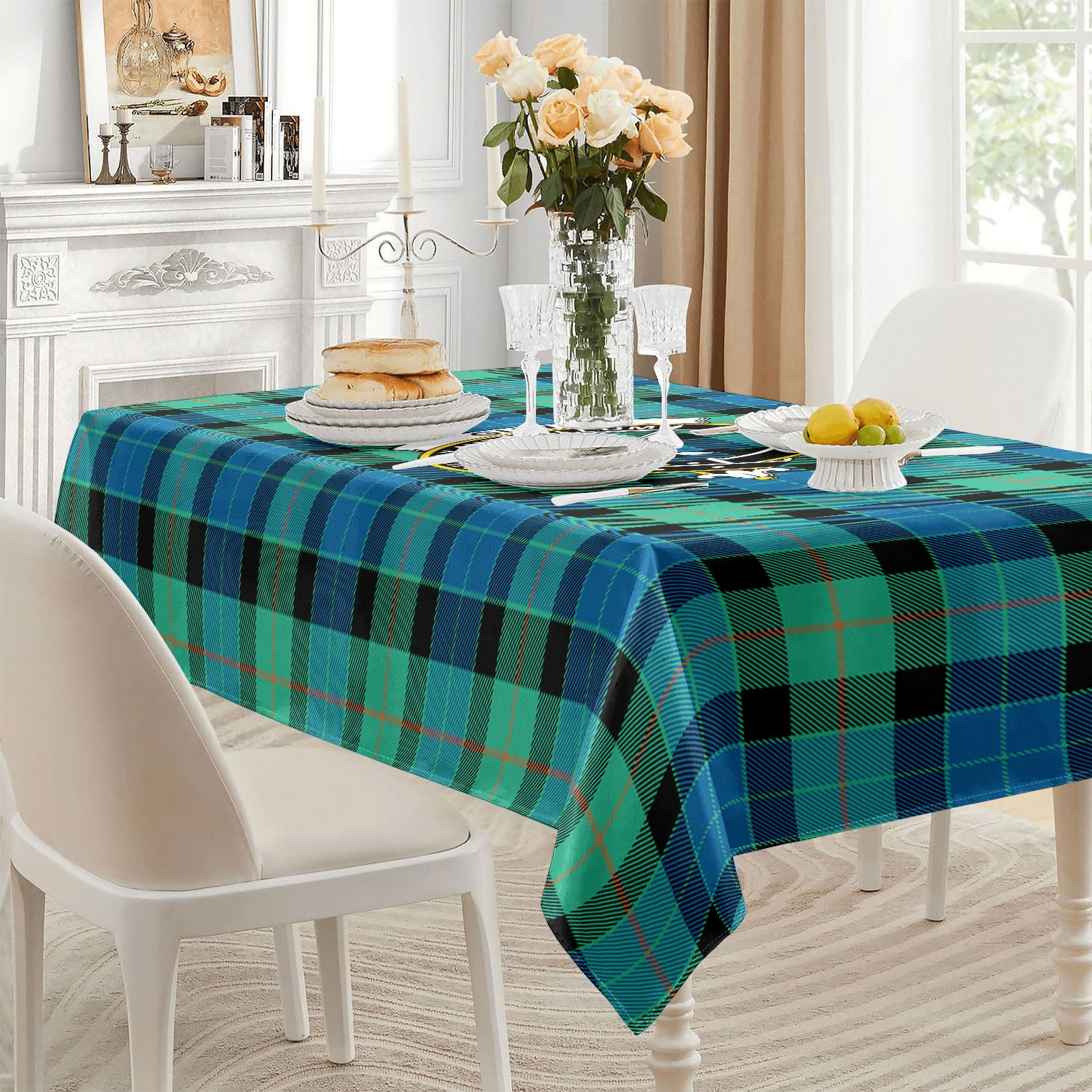 Gunn Ancient Tartan Crest Tablecloth