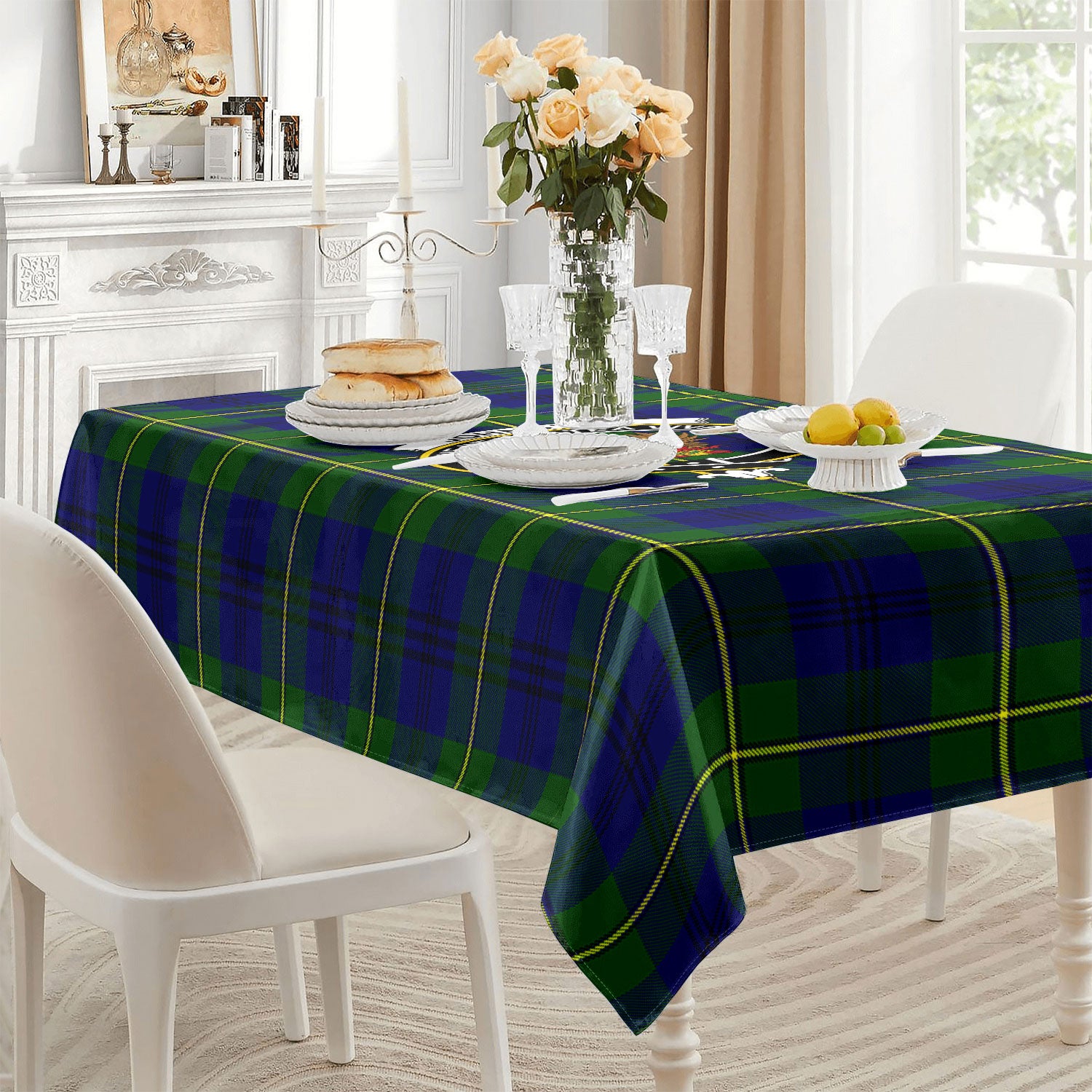 Johnston of Caskieben Tartan Crest Tablecloth