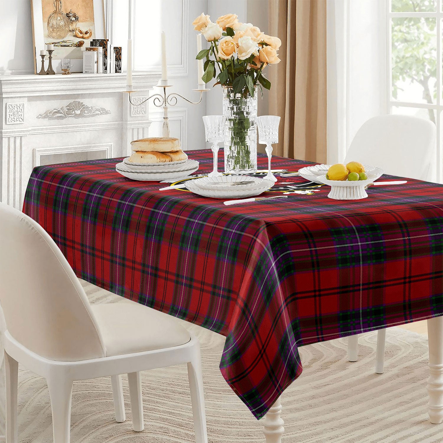 Kelly of Sleat Red Tartan Crest Tablecloth
