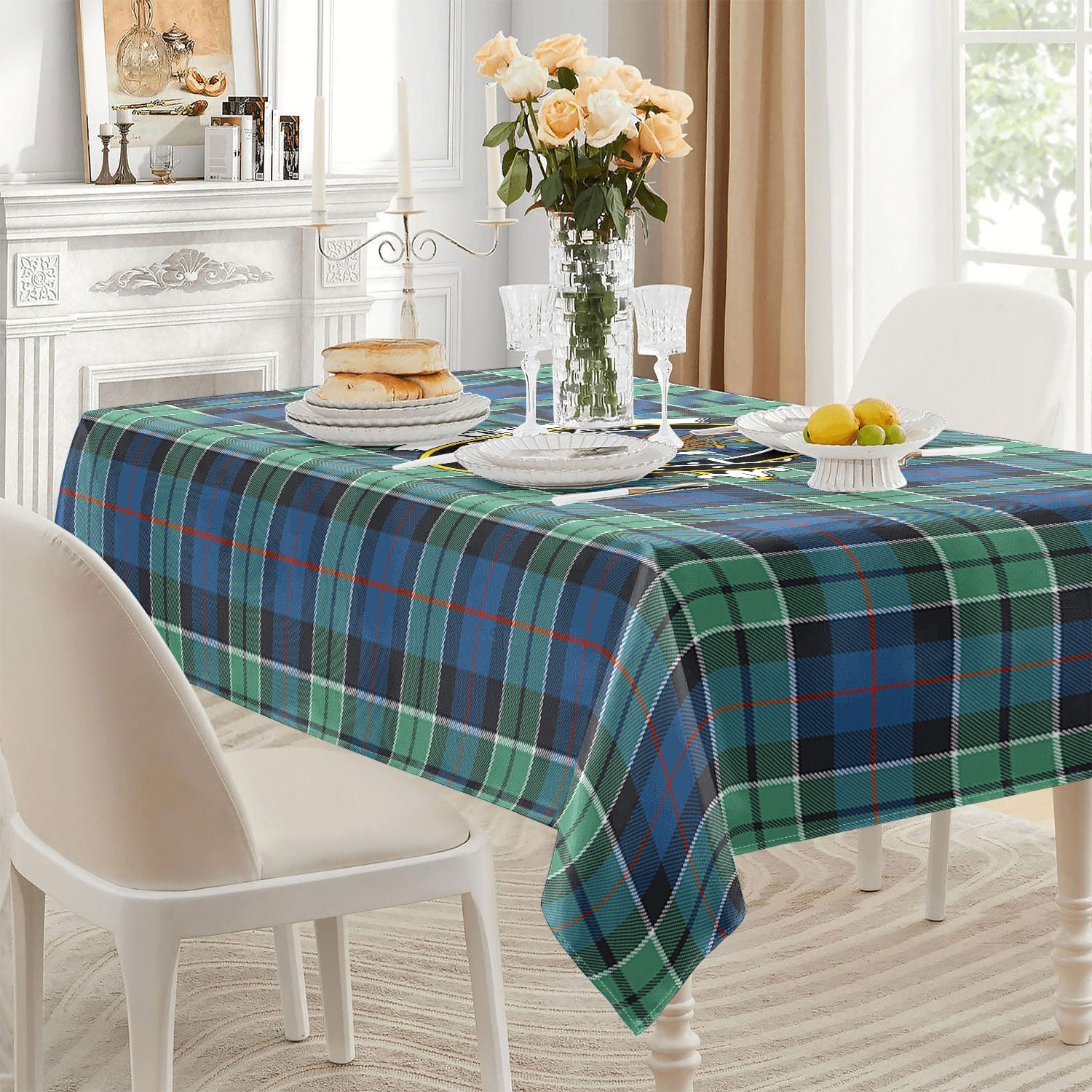 Leslie Hunting Ancient Tartan Crest Tablecloth