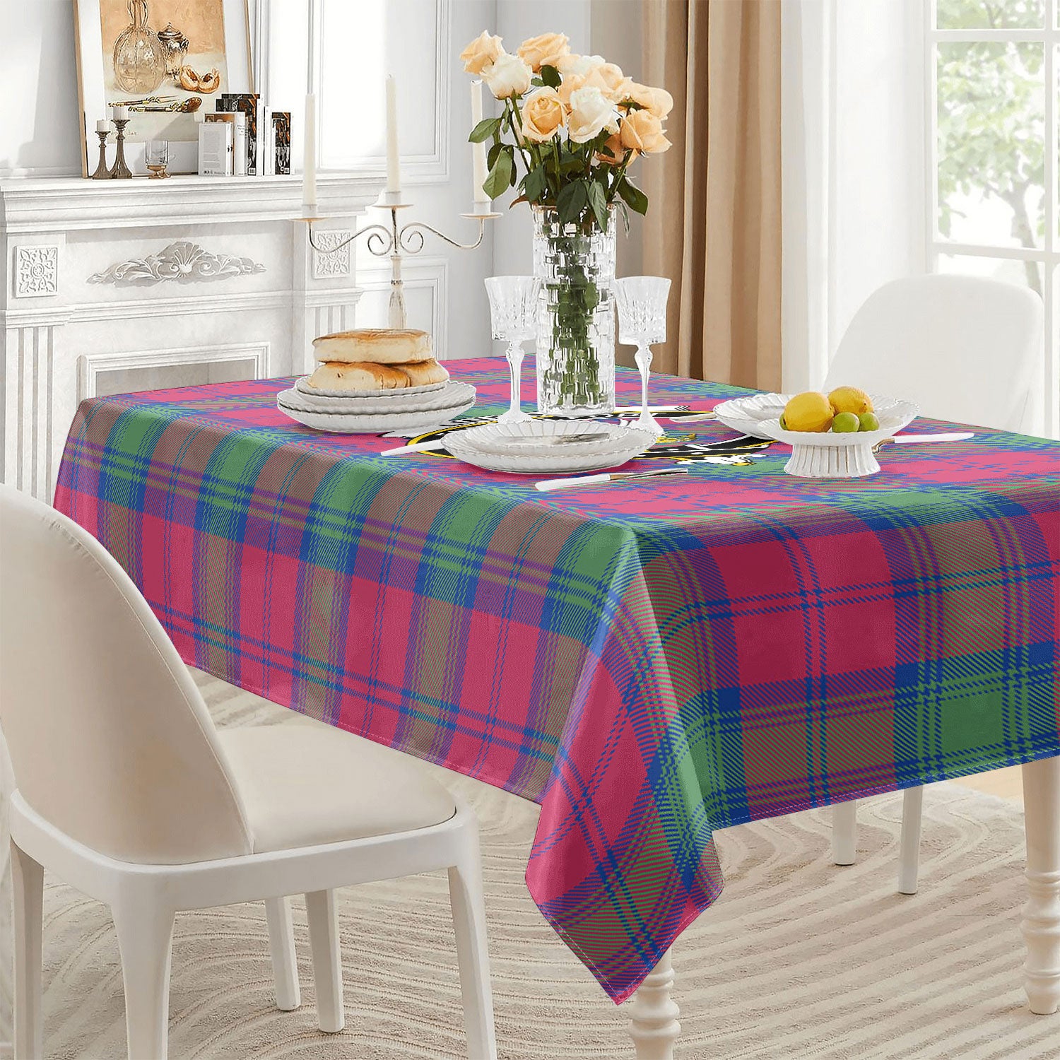 Lindsay Ancient Tartan Crest Tablecloth
