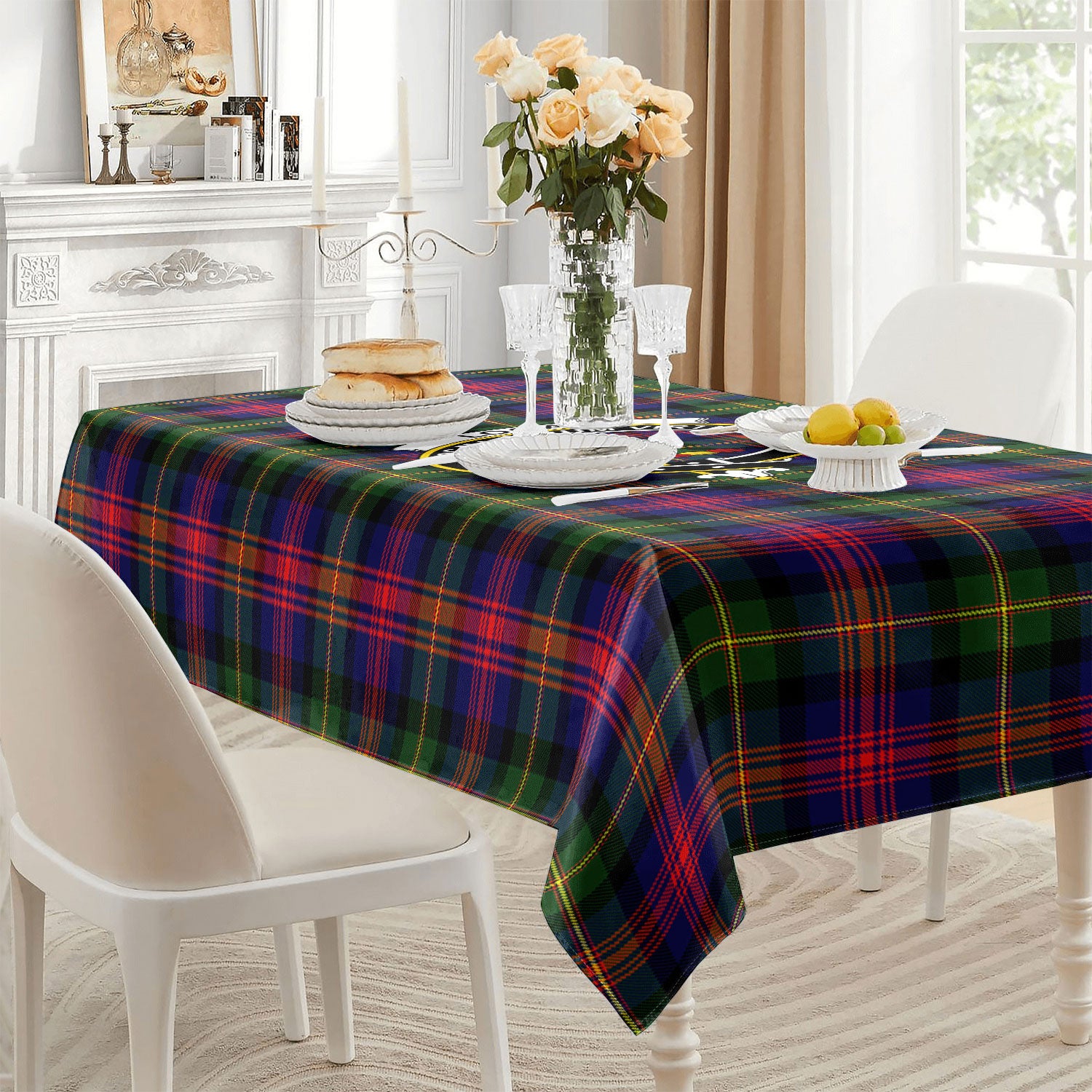 Logan Modern Tartan Crest Tablecloth