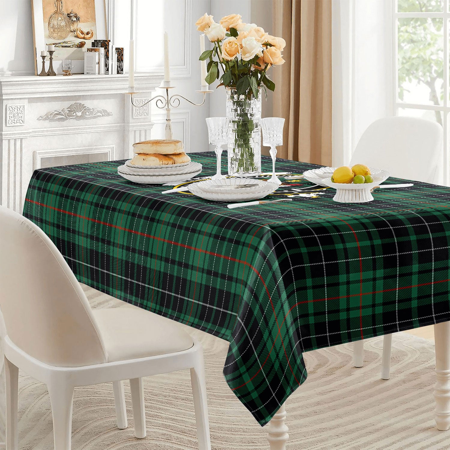 MacAulay Hunting Ancient Tartan Crest Tablecloth