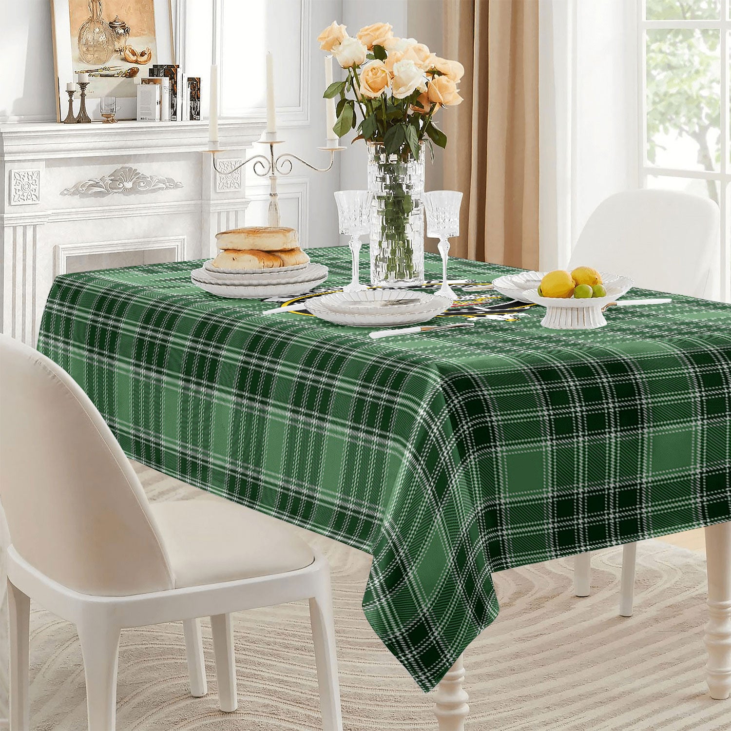 MacDonald Lord of the Isles Hunting Tartan Crest Tablecloth