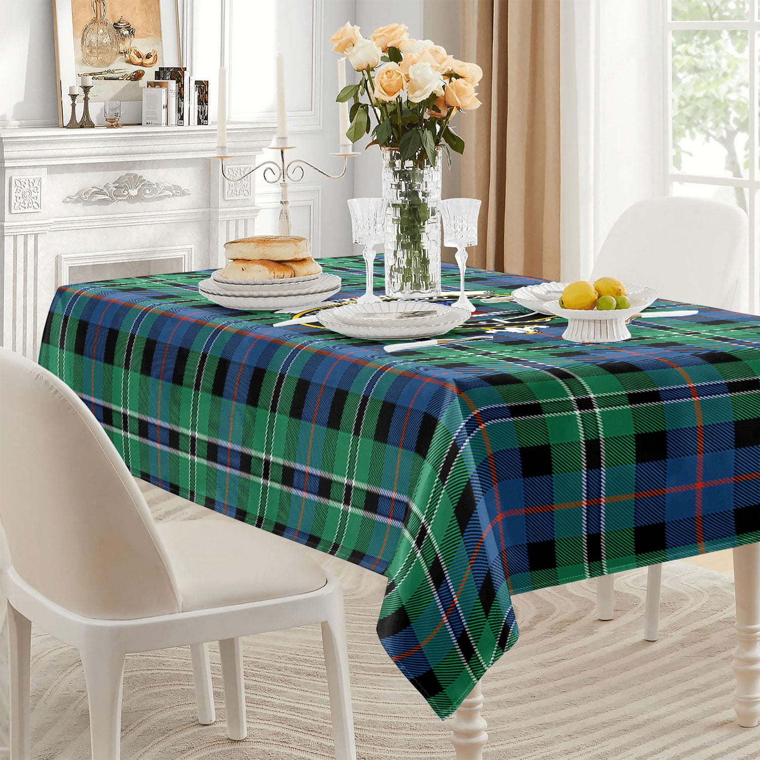 Rose Hunting Ancient Tartan Crest Tablecloth