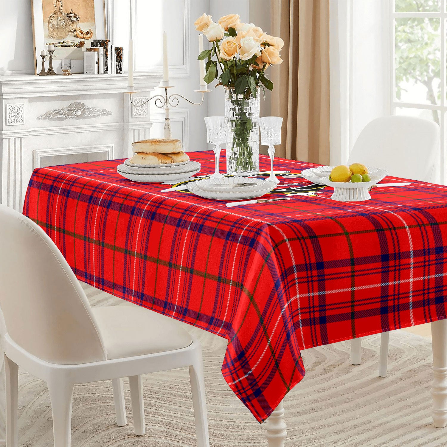 Rose Modern Tartan Crest Tablecloth
