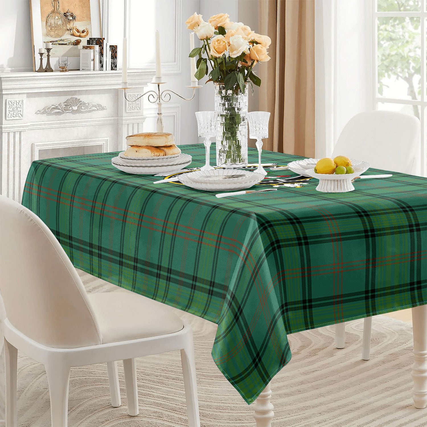 Ross Hunting Ancient Tartan Crest Tablecloth