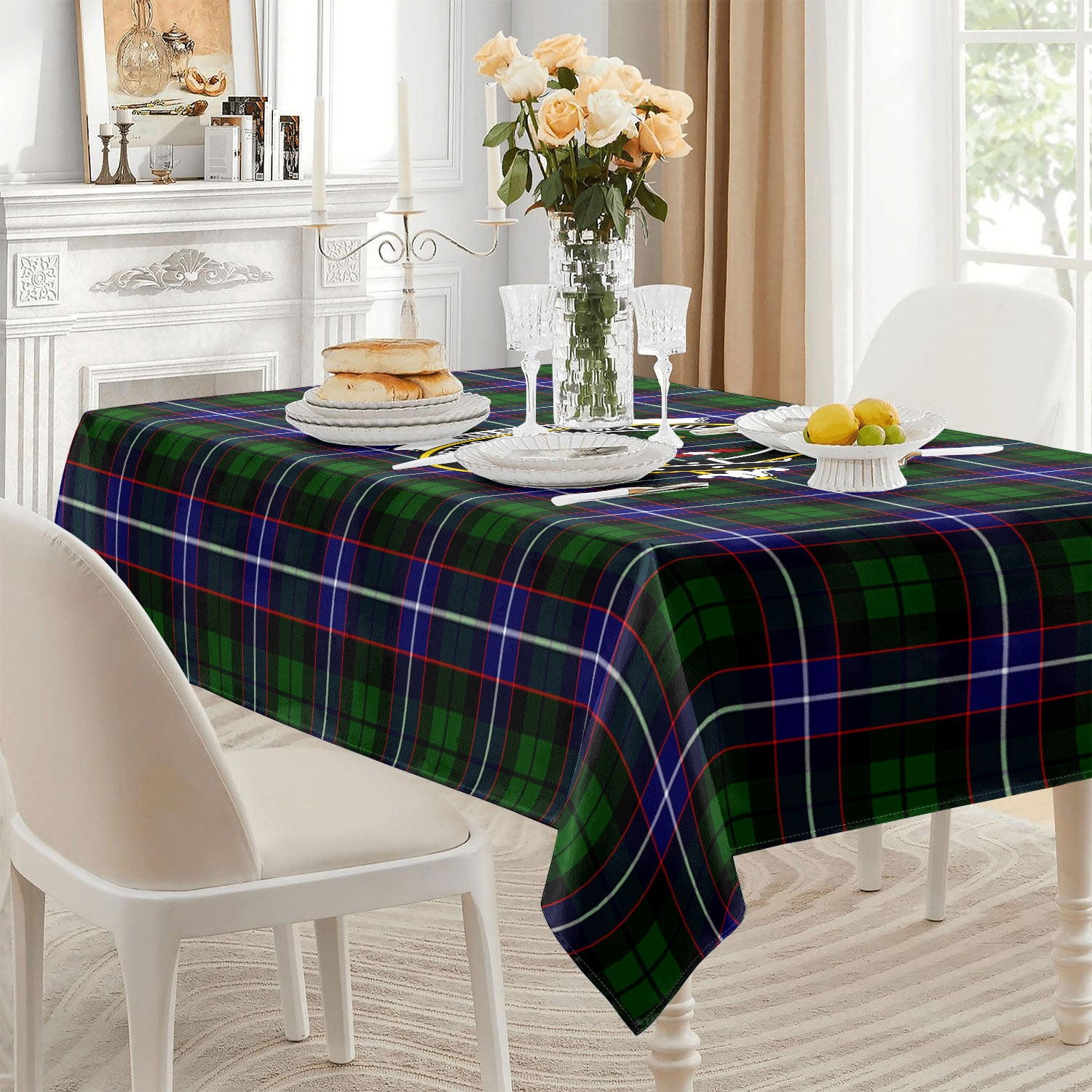 Russell Modern Tartan Crest Tablecloth