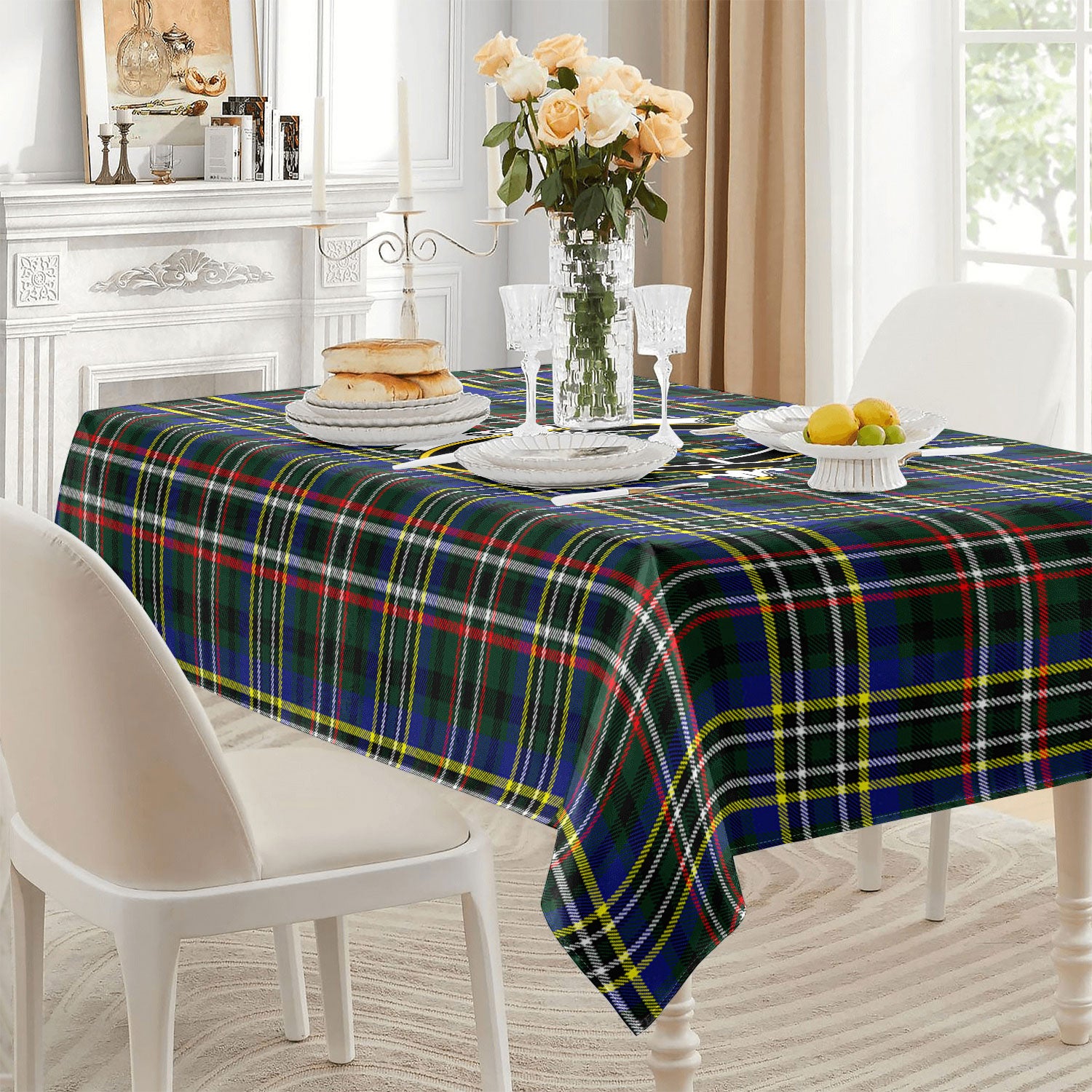 Scott Green Modern Tartan Crest Tablecloth