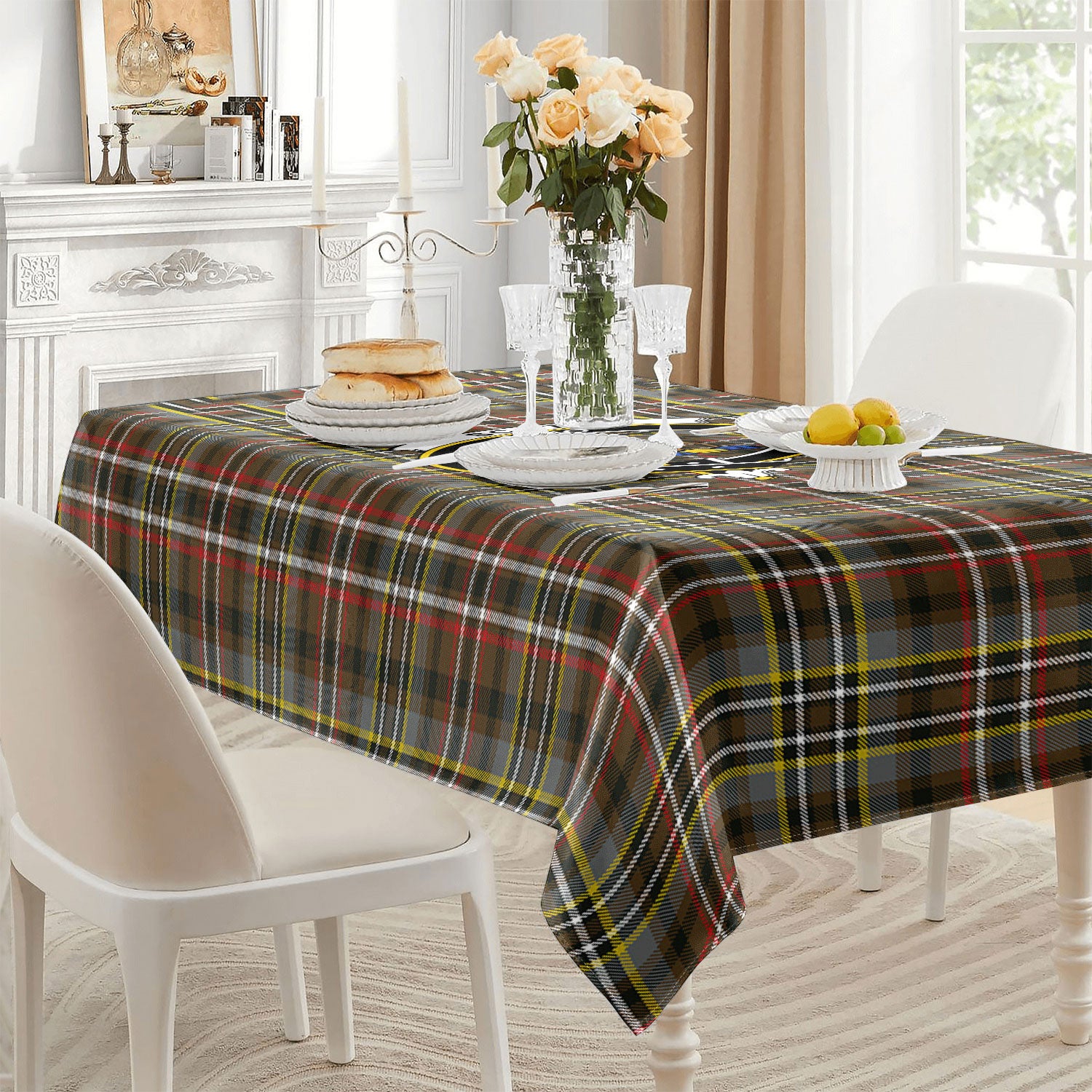 Scott Green Weathered Tartan Crest Tablecloth