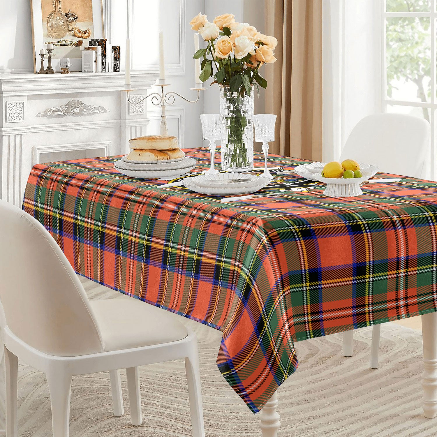 Stewart Royal Ancient Tartan Crest Tablecloth