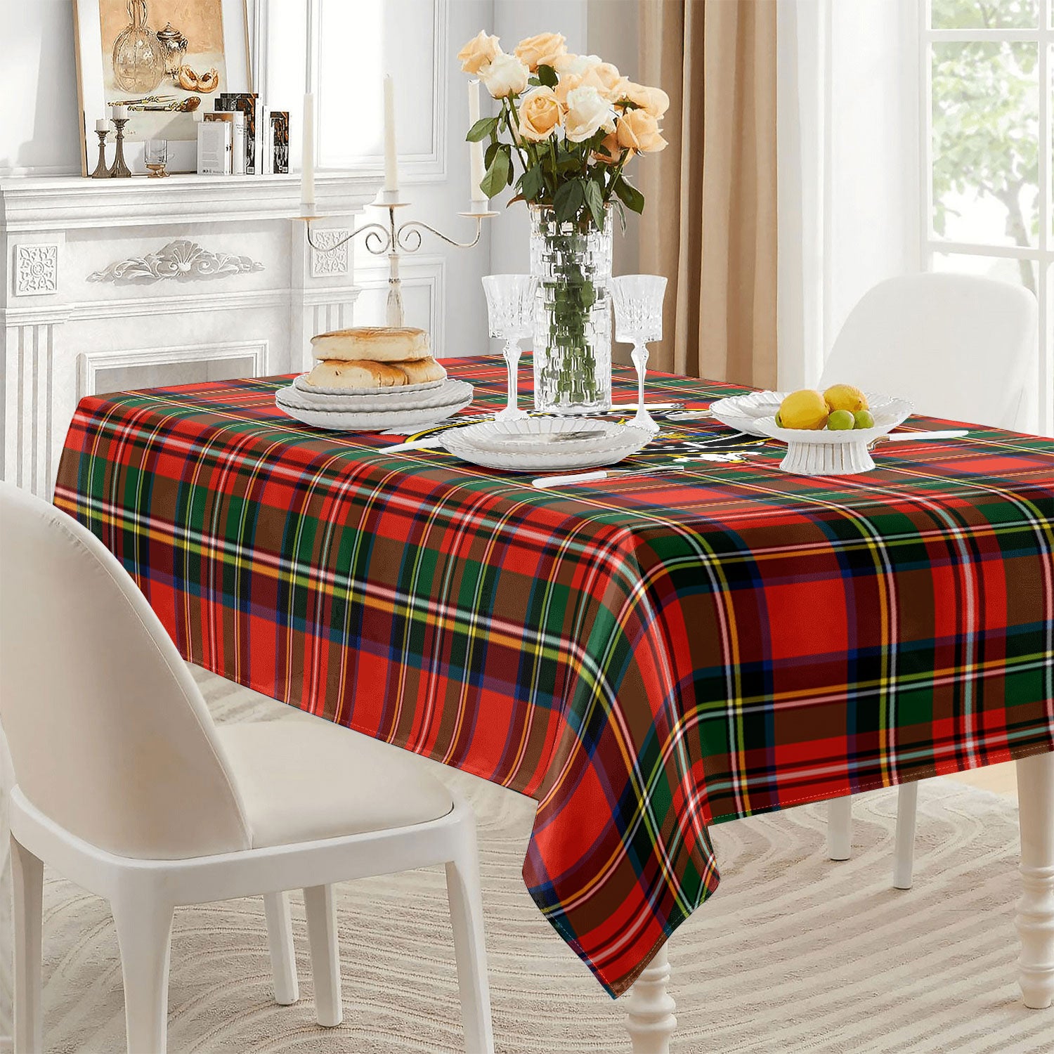 Stewart Royal Modern Tartan Crest Tablecloth