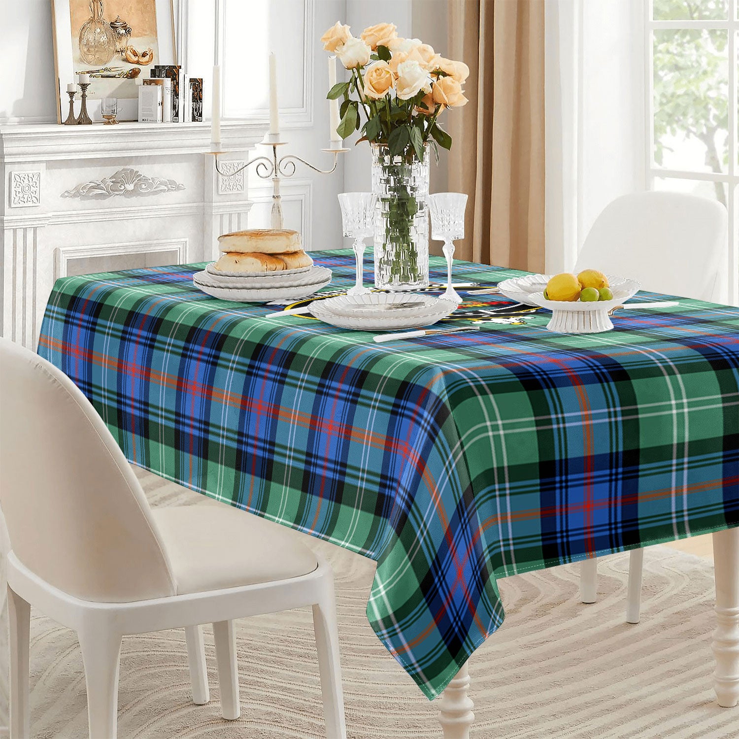 Sutherland Old Ancient Tartan Crest Tablecloth