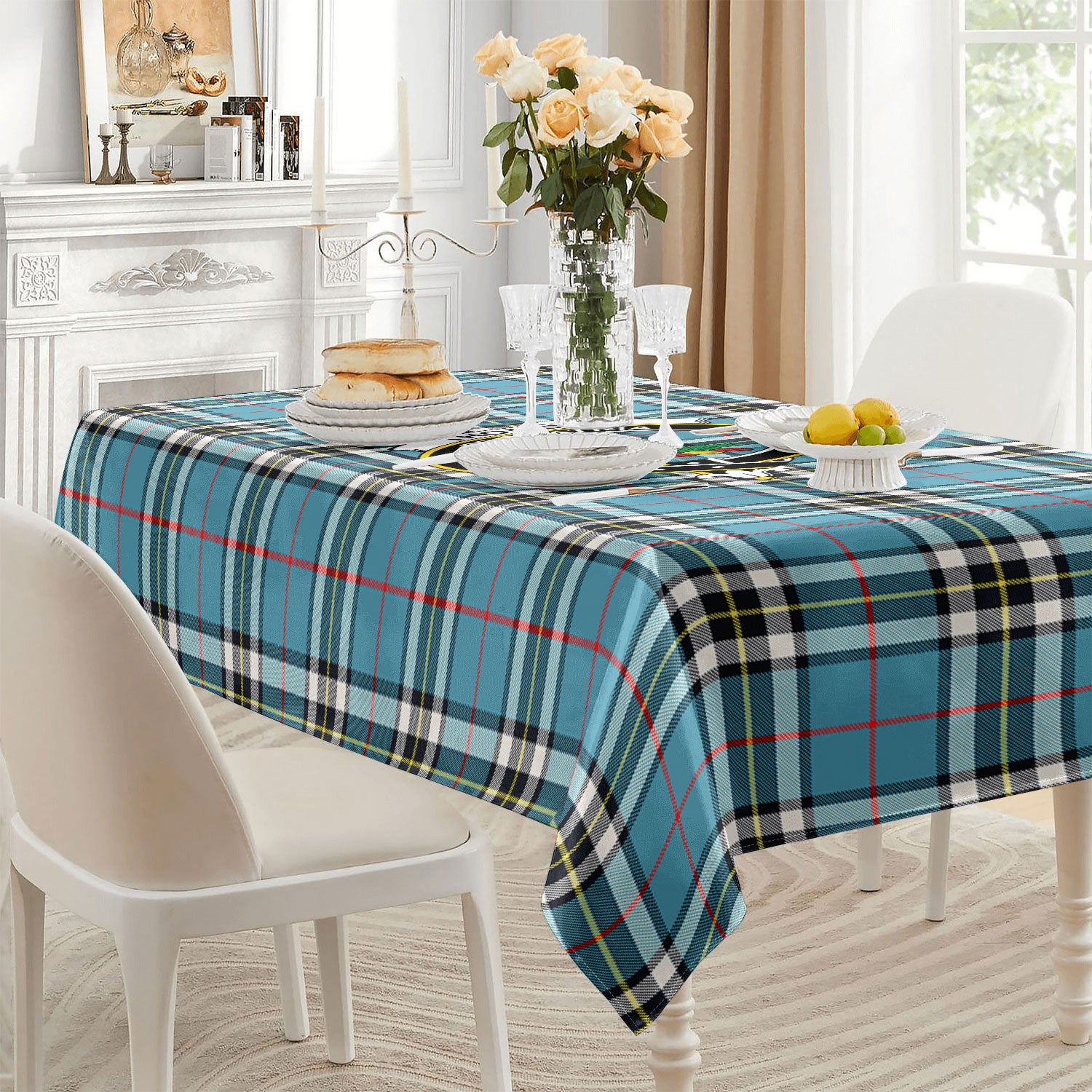 Thomson Blue Tartan Crest Tablecloth