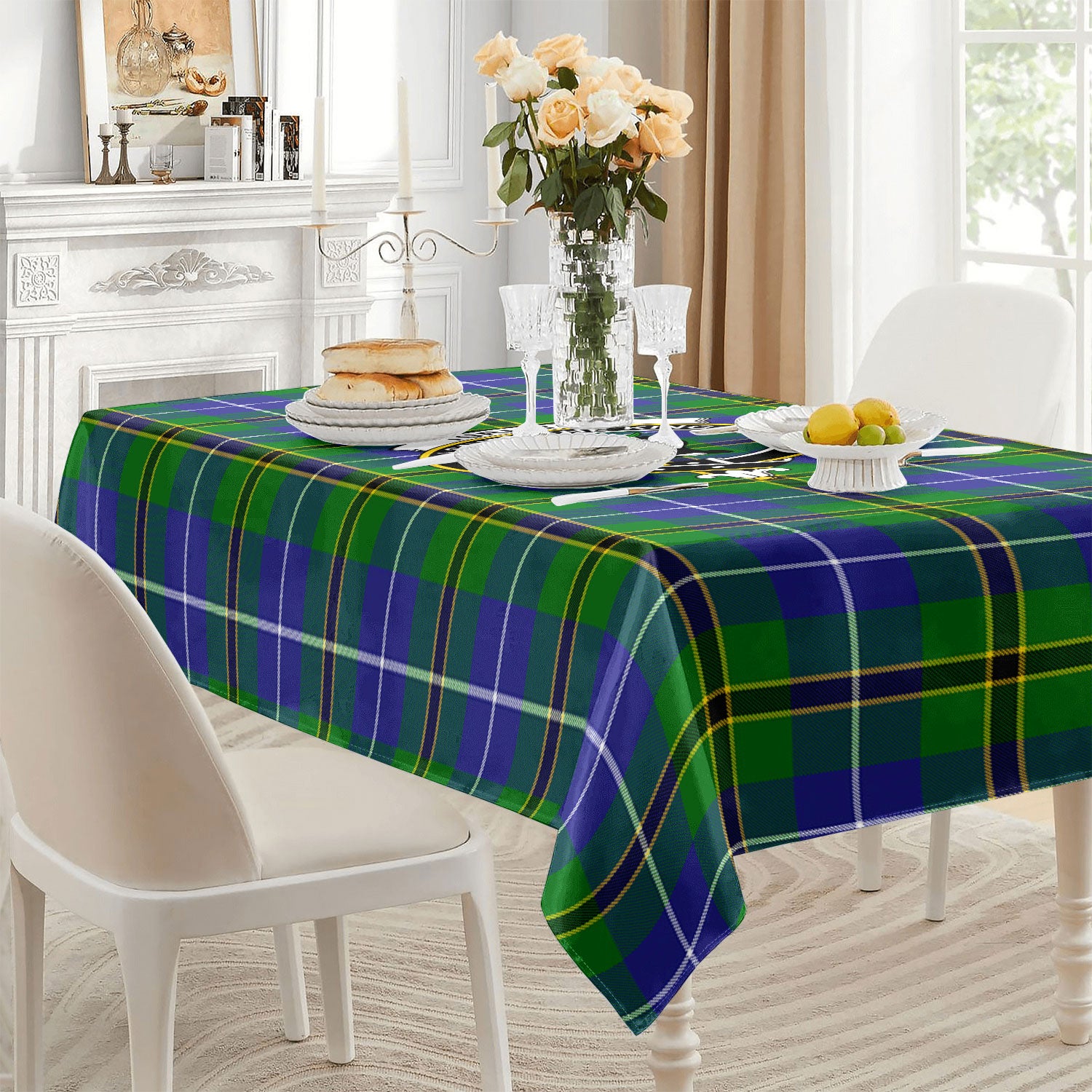 Turnbull Hunting Tartan Crest Tablecloth