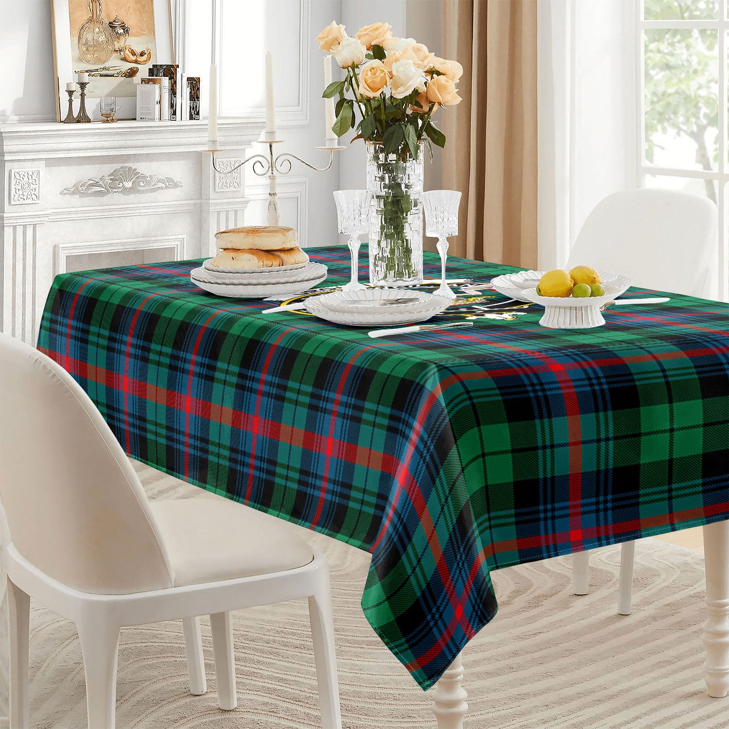 Urquhart Broad Red Ancient Tartan Crest Tablecloth