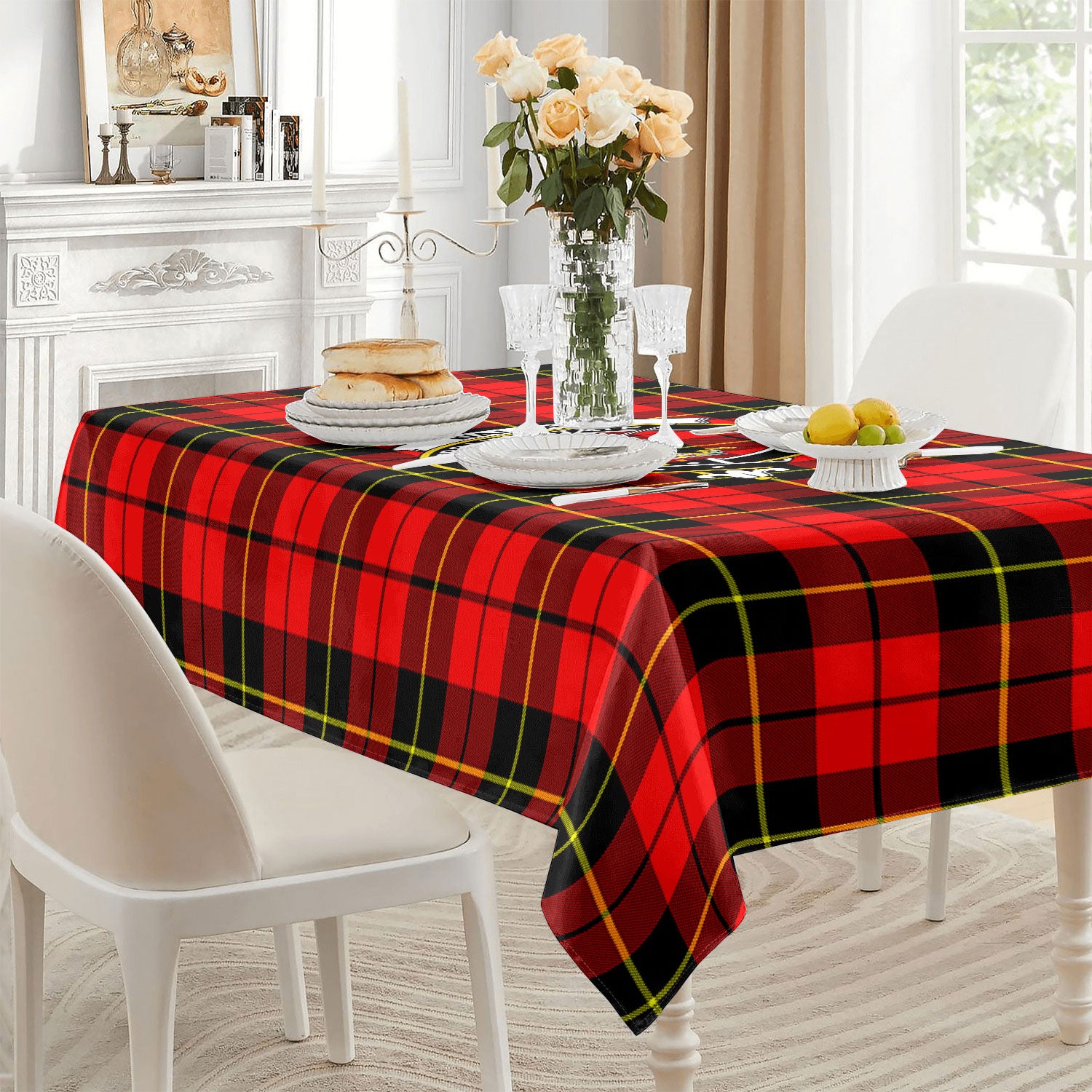 Wallace Hunting Red Tartan Crest Tablecloth