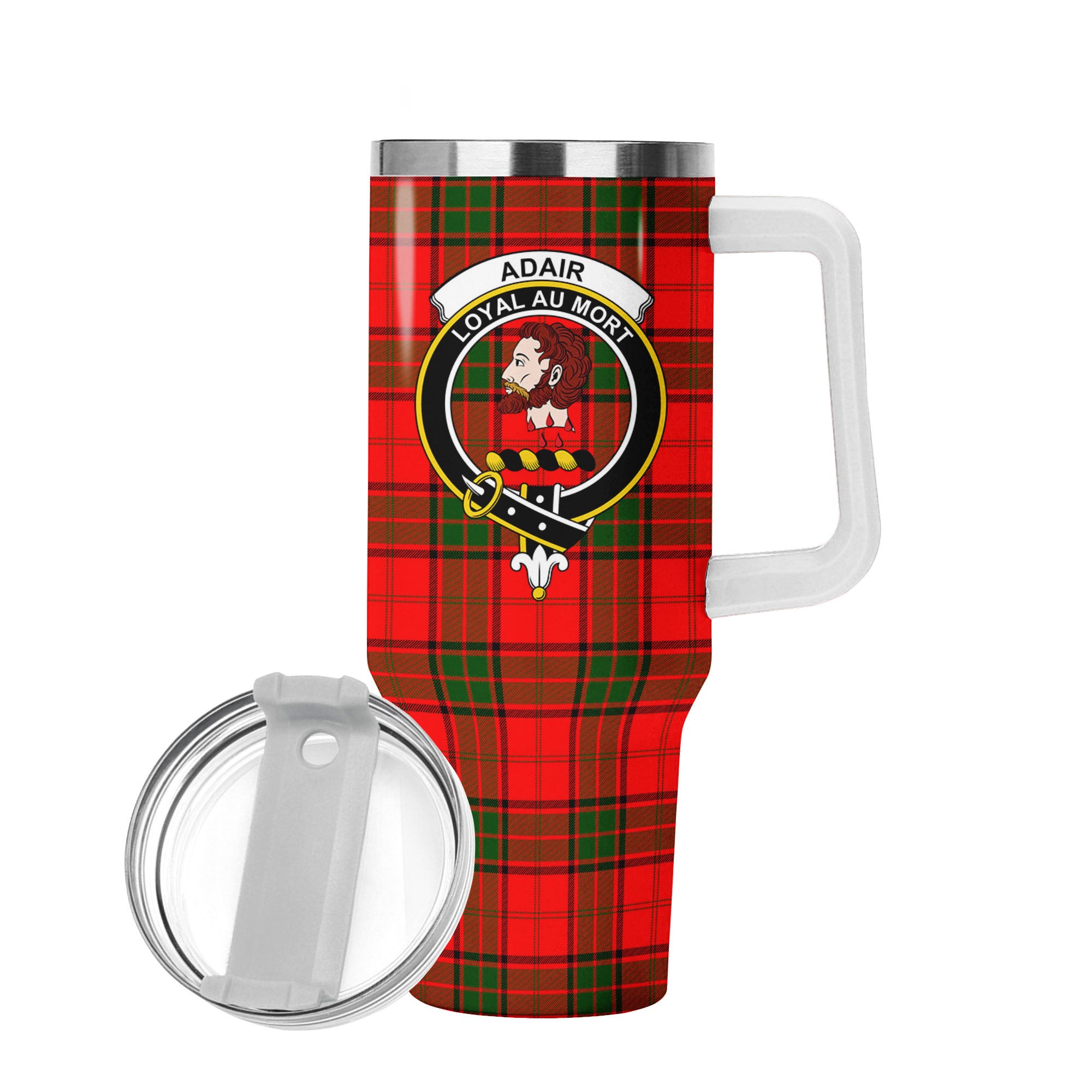 Adair Modern Tartan Crest 40 oz Insulated Tumbler with Handle