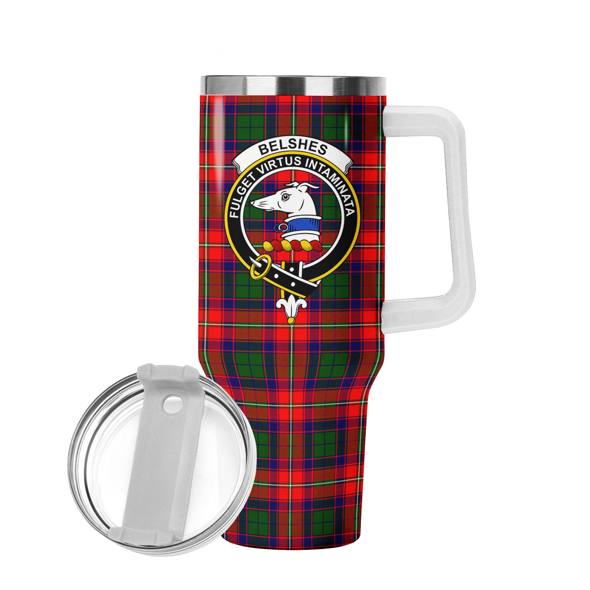 Belshes Tartan Crest 40 oz Insulated Tumbler with Handle