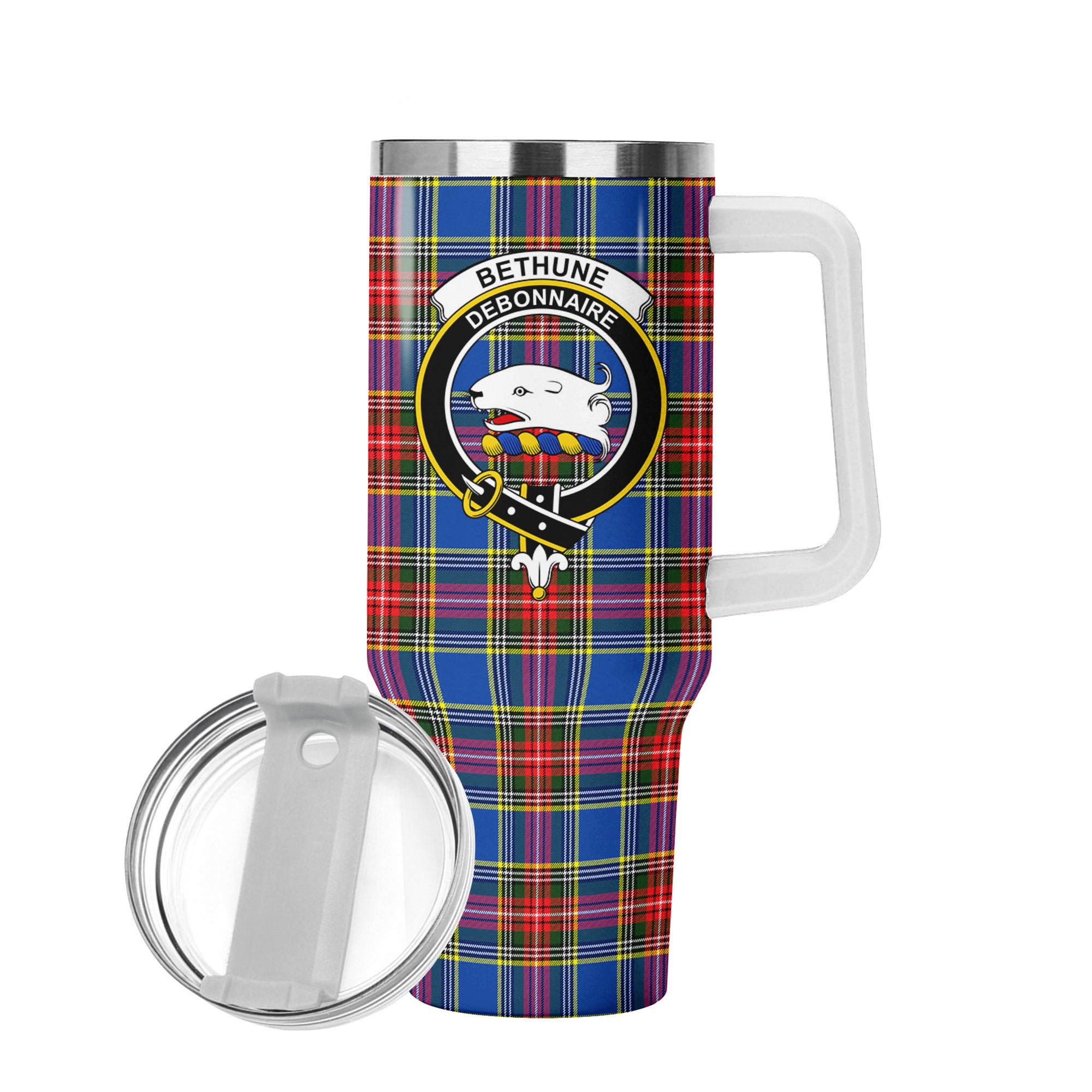 Bethune Modern Tartan Crest 40 oz Insulated Tumbler with Handle