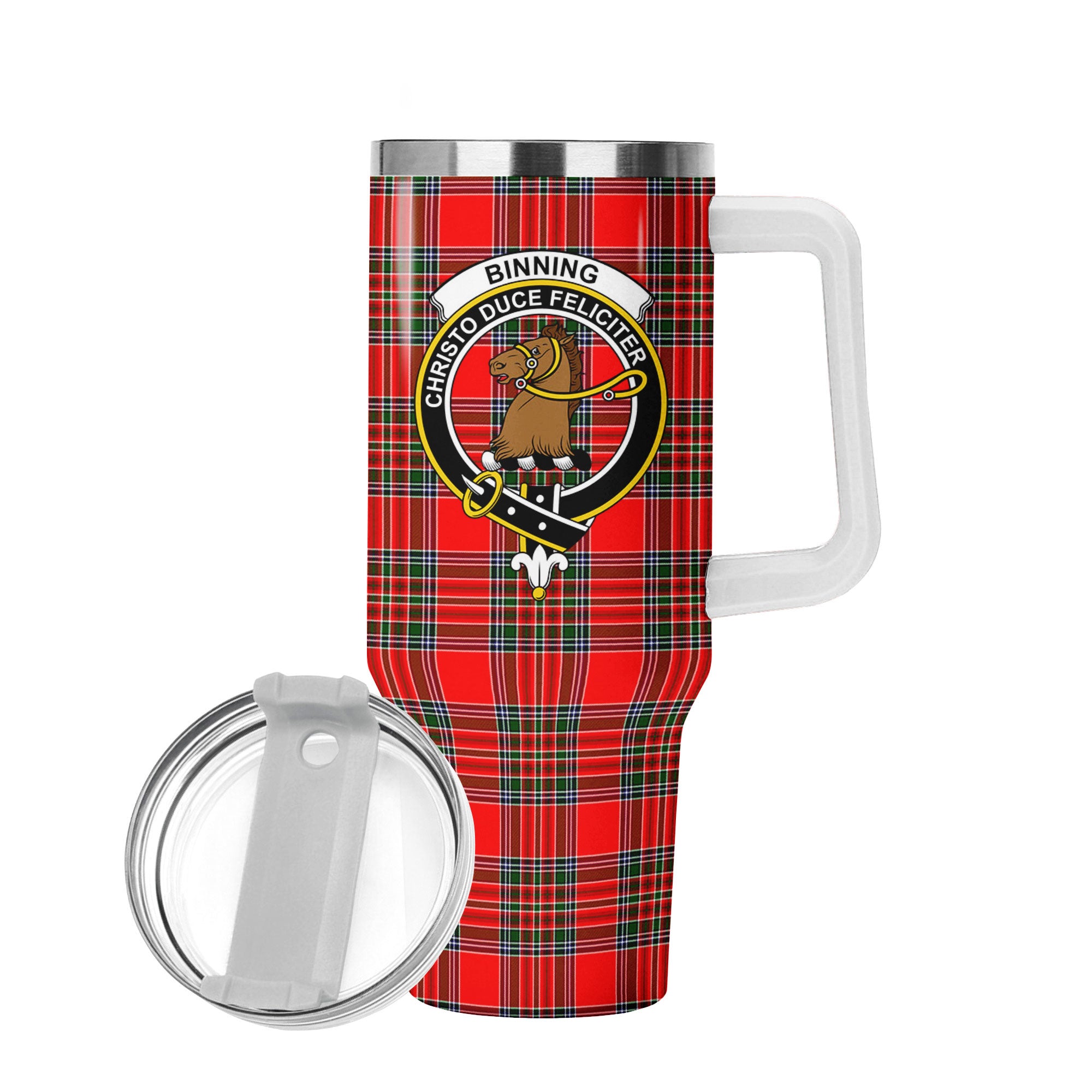 Binning (of Wallifoord) Tartan Crest 40 oz Insulated Tumbler with Handle