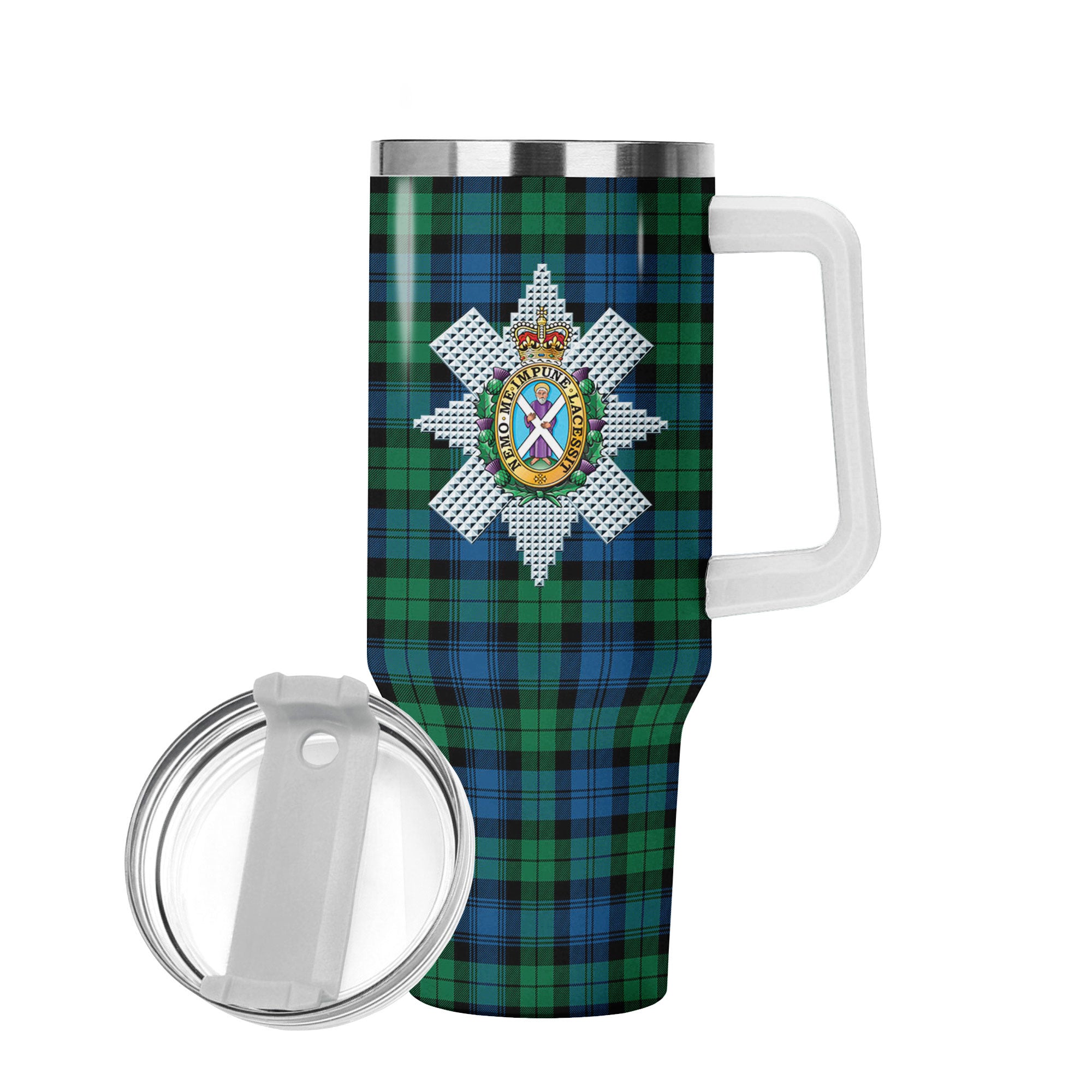 Black Watch Ancient Tartan Crest 40 oz Insulated Tumbler with Handle
