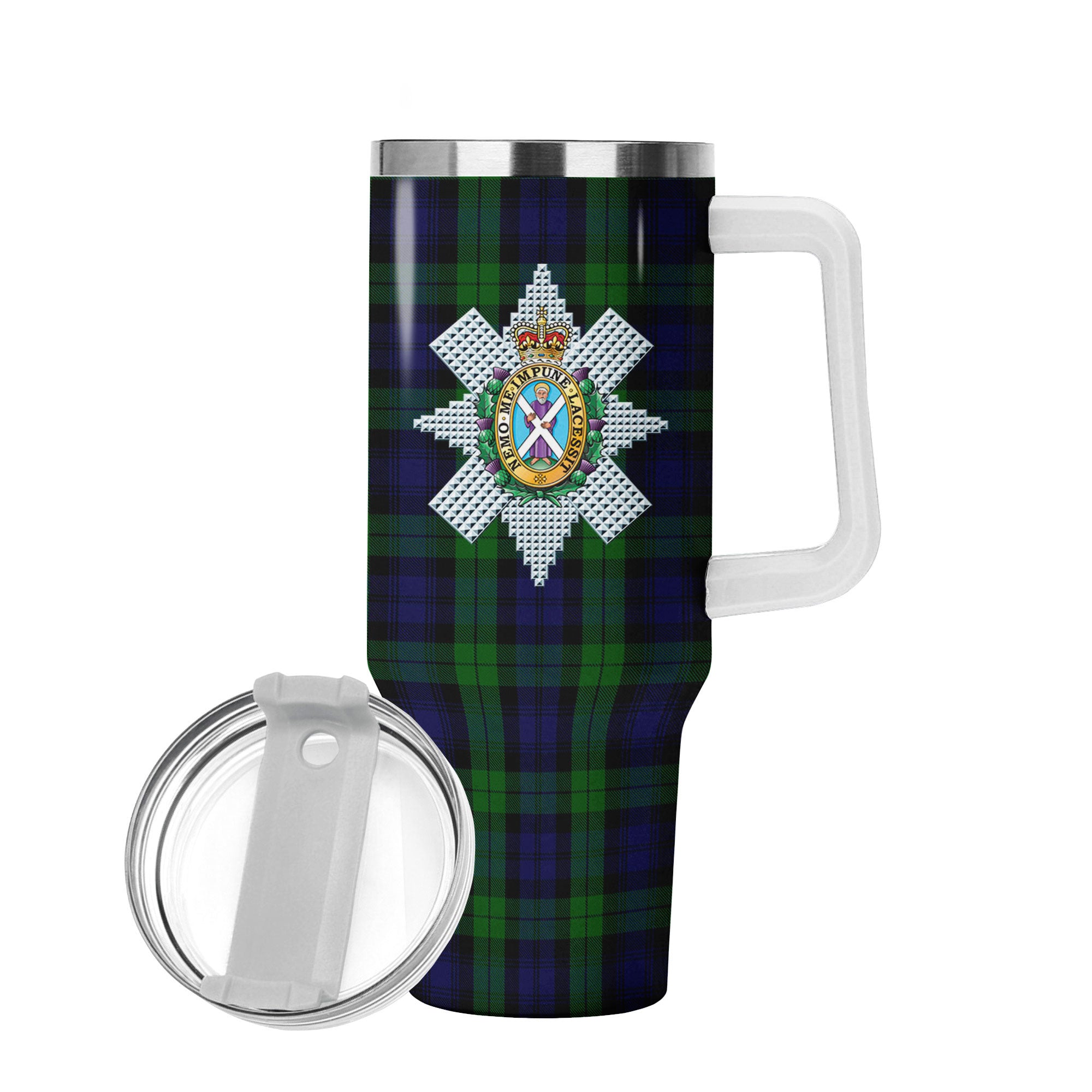 Black Watch Tartan Crest 40 oz Insulated Tumbler with Handle