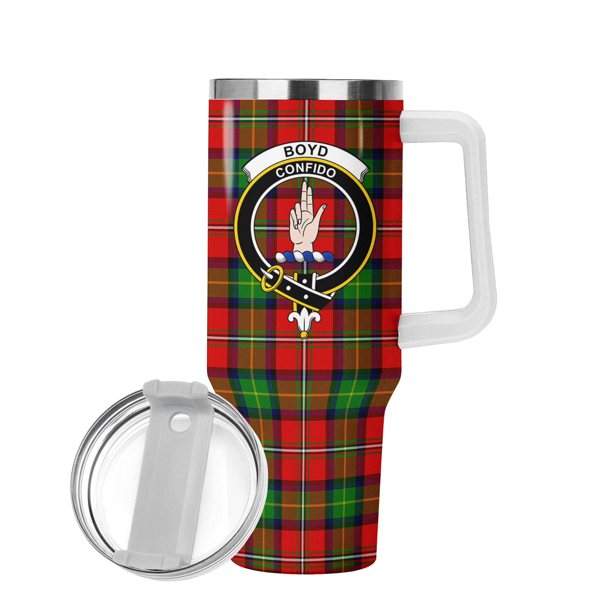 Boyd Modern Tartan Crest 40 oz Insulated Tumbler with Handle