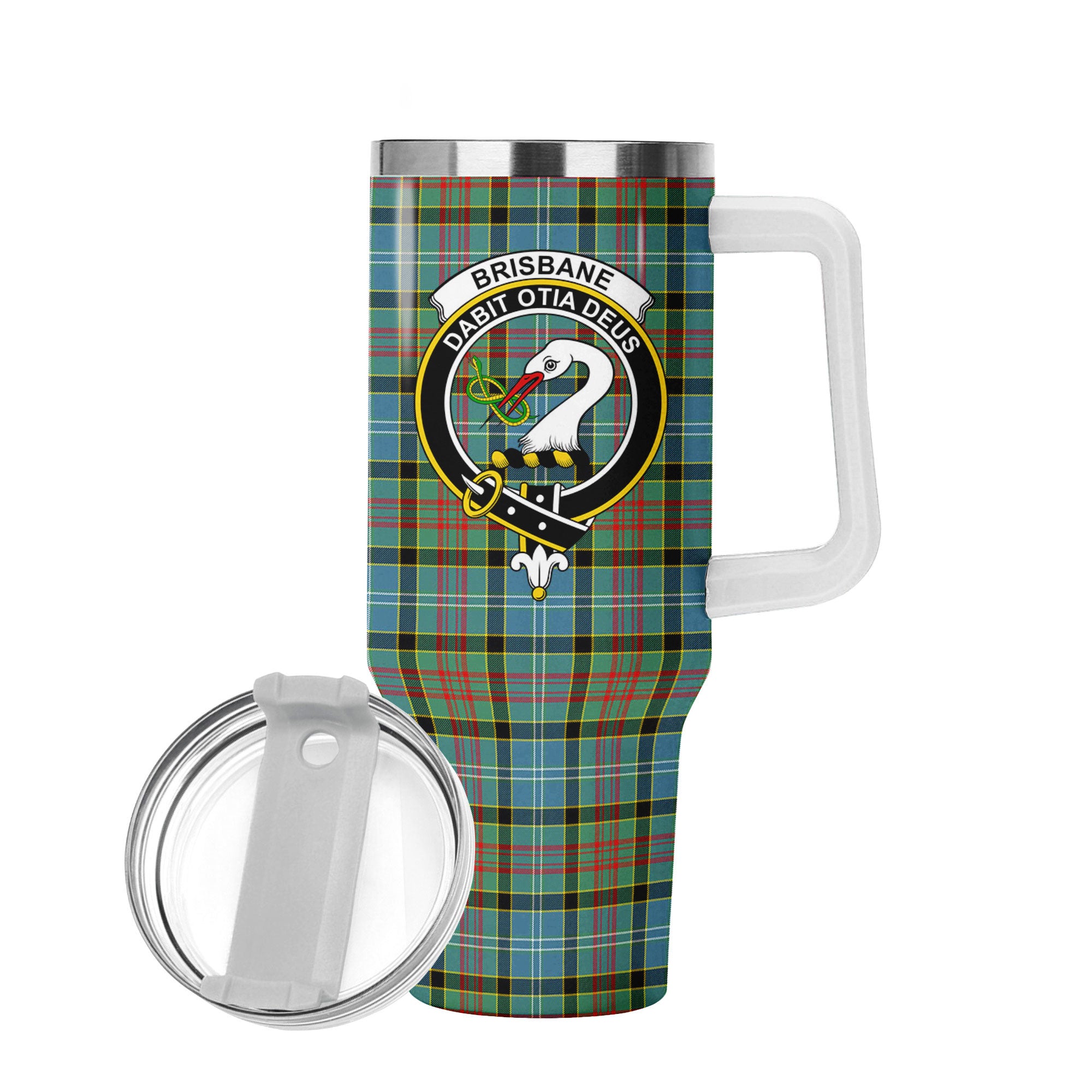 Brisbane Tartan Crest 40 oz Insulated Tumbler with Handle