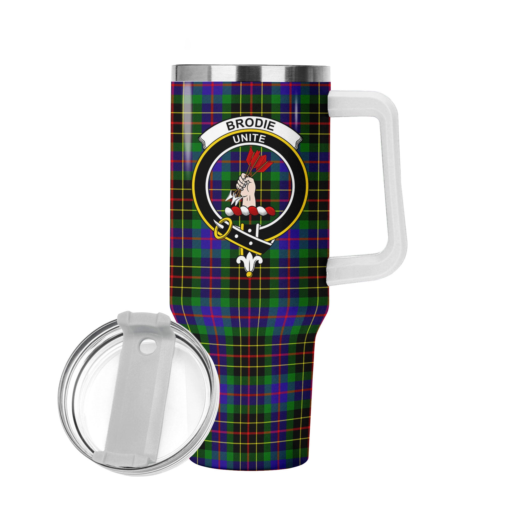 Brodie Hunting Modern Tartan Crest 40 oz Insulated Tumbler with Handle