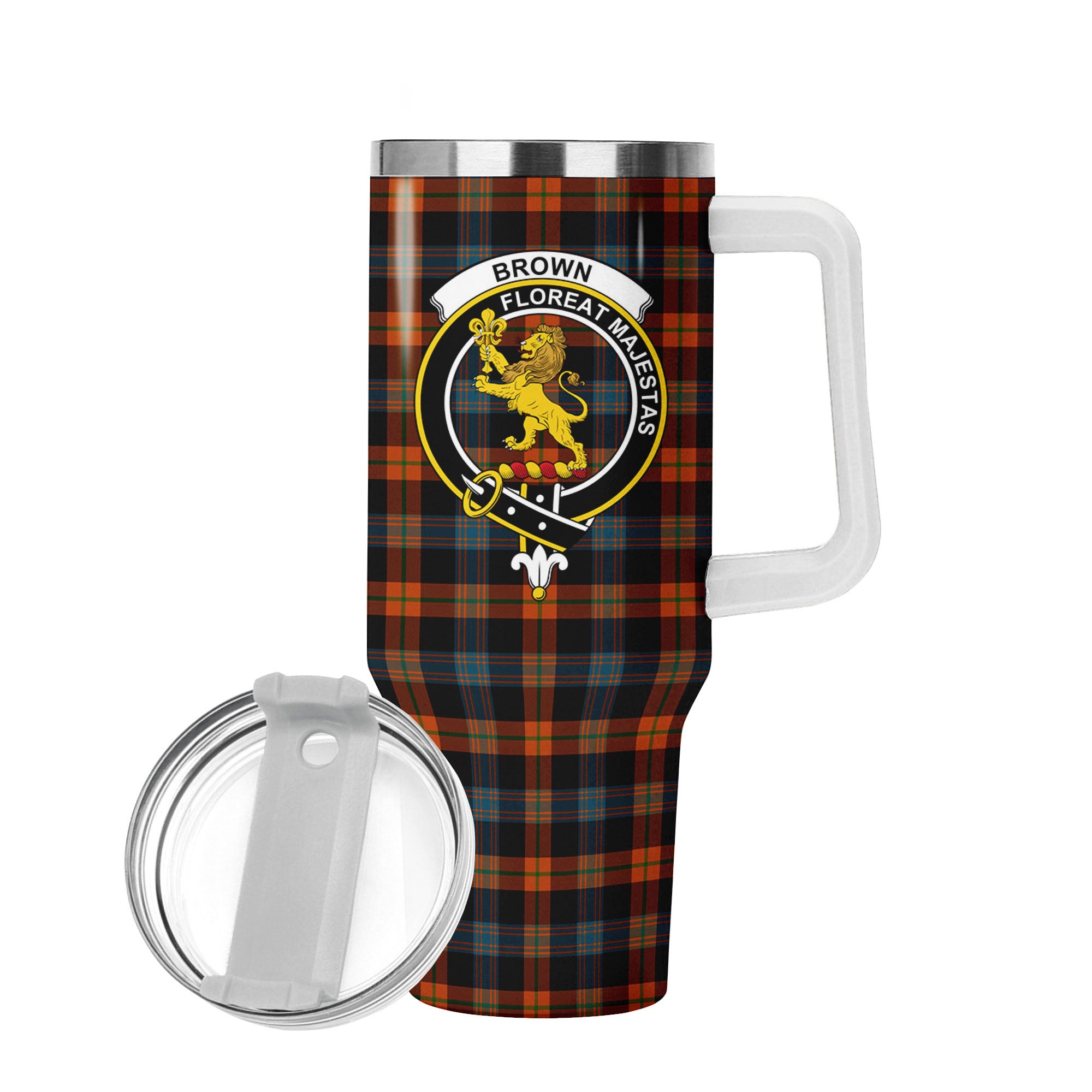Brown Ancient Tartan Crest 40 oz Insulated Tumbler with Handle