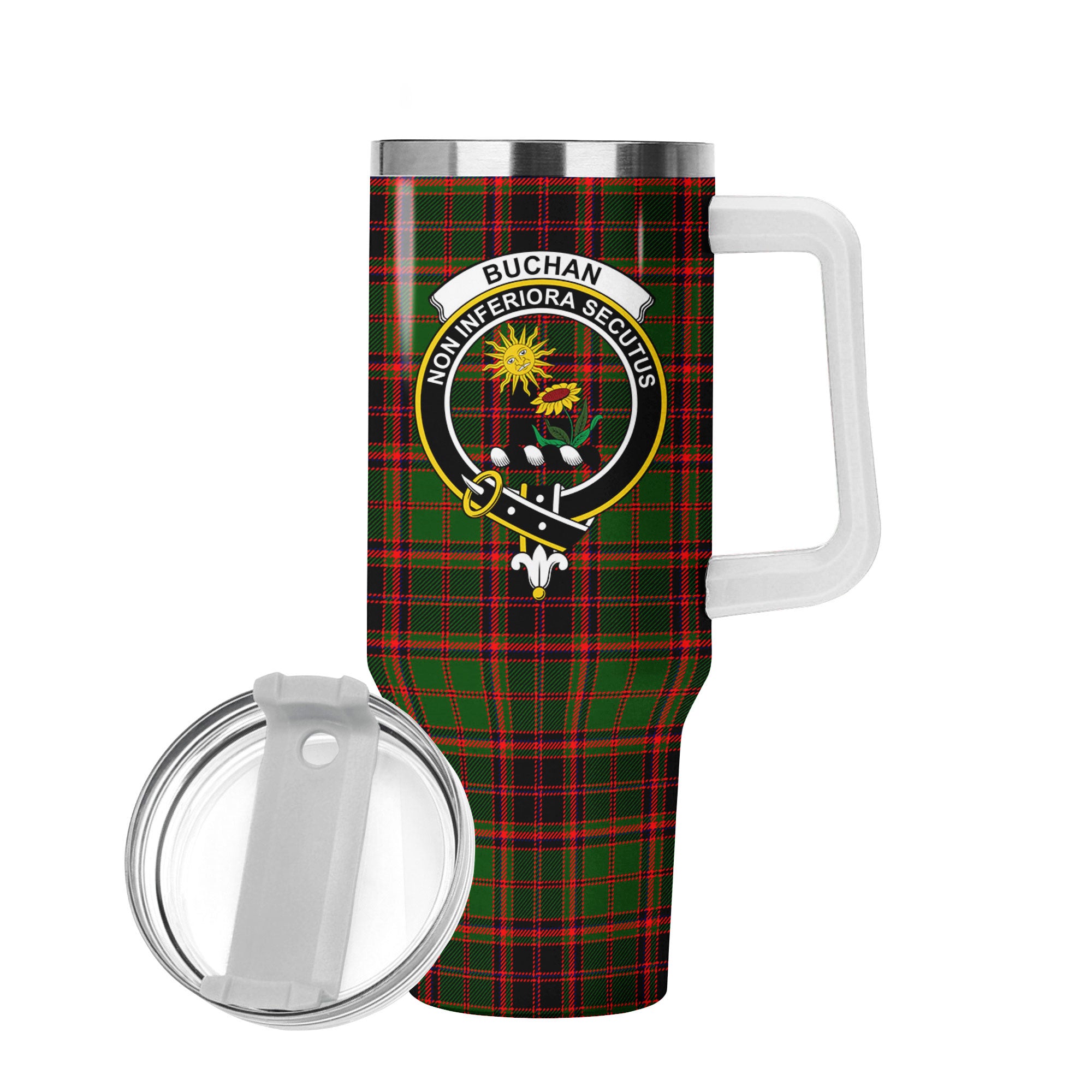 Buchan Modern Tartan Crest 40 oz Insulated Tumbler with Handle