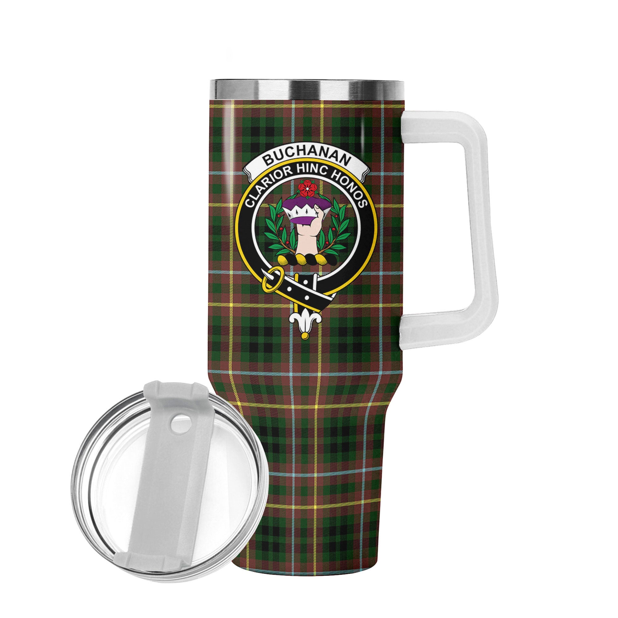 Buchanan Hunting Tartan Crest 40 oz Insulated Tumbler with Handle