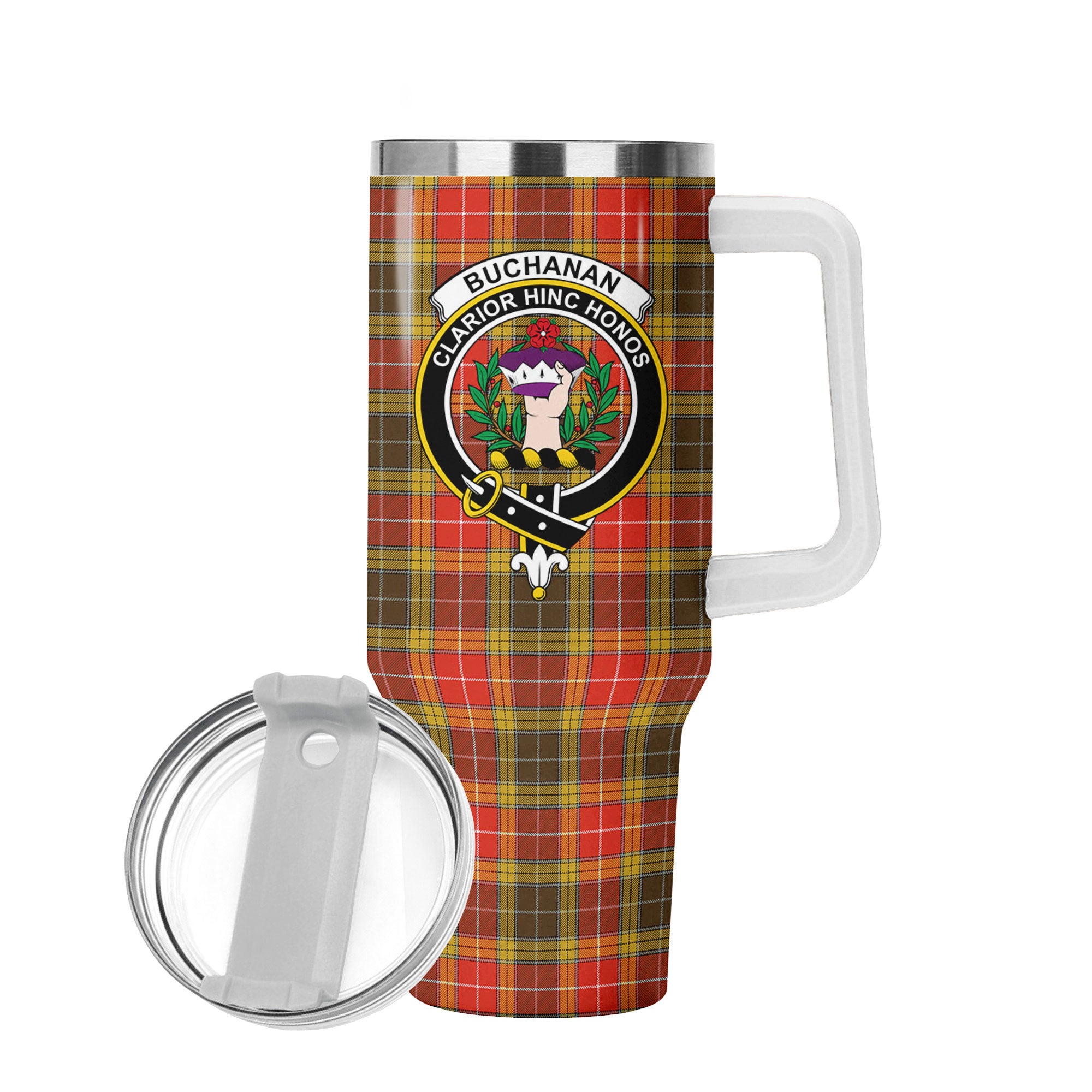 Buchanan Old Set Weathered Tartan Crest 40 oz Insulated Tumbler with Handle