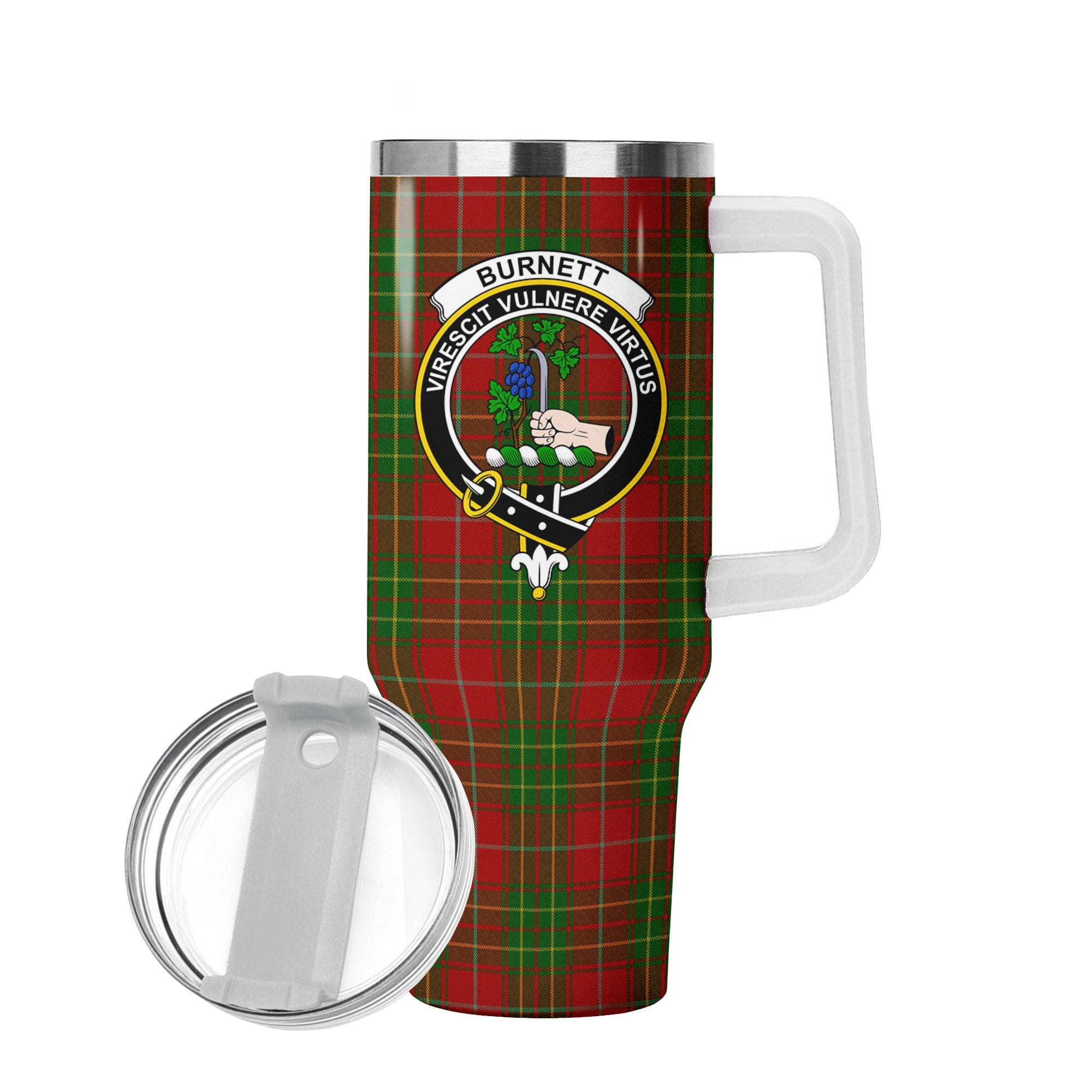 Burnett Tartan Crest 40 oz Insulated Tumbler with Handle