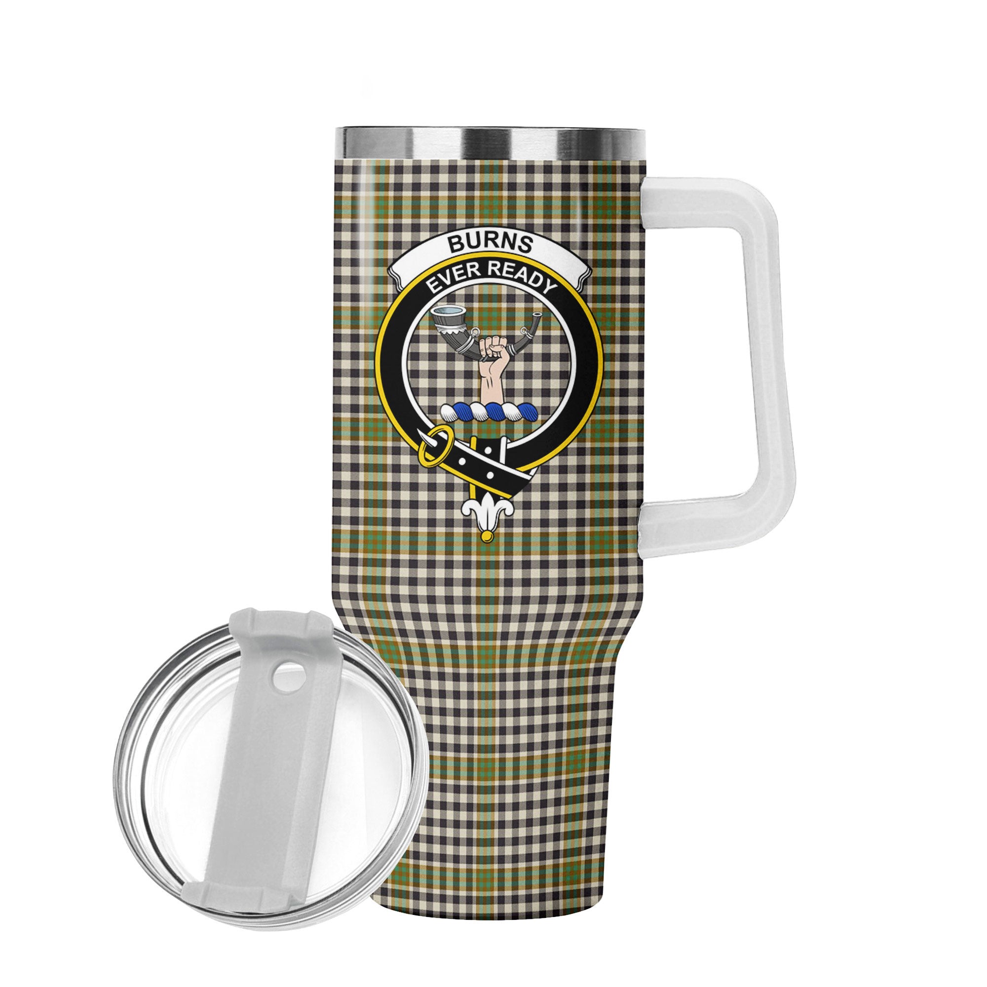 Burns Check Tartan Crest 40 oz Insulated Tumbler with Handle