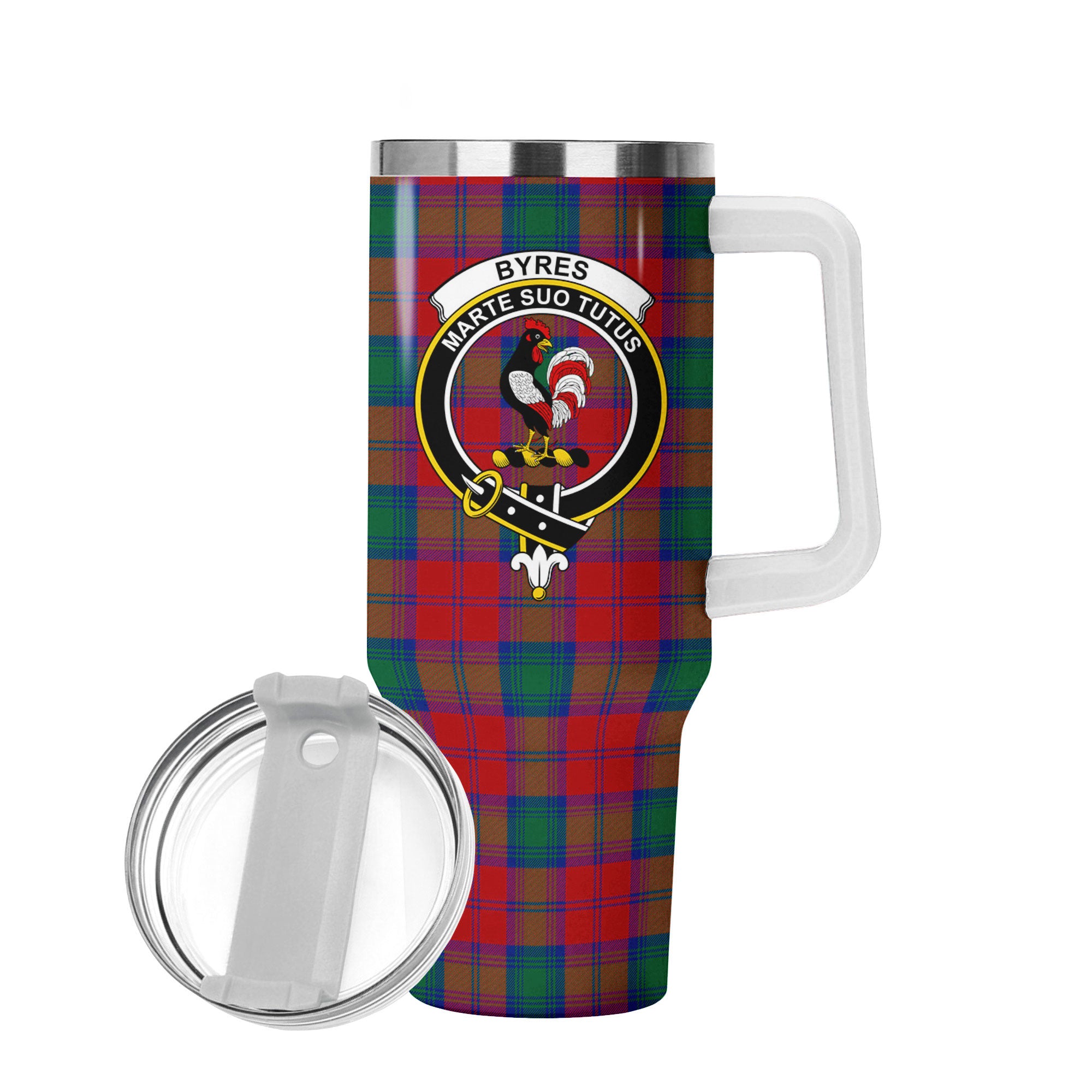 Byres Tartan Crest 40 oz Insulated Tumbler with Handle