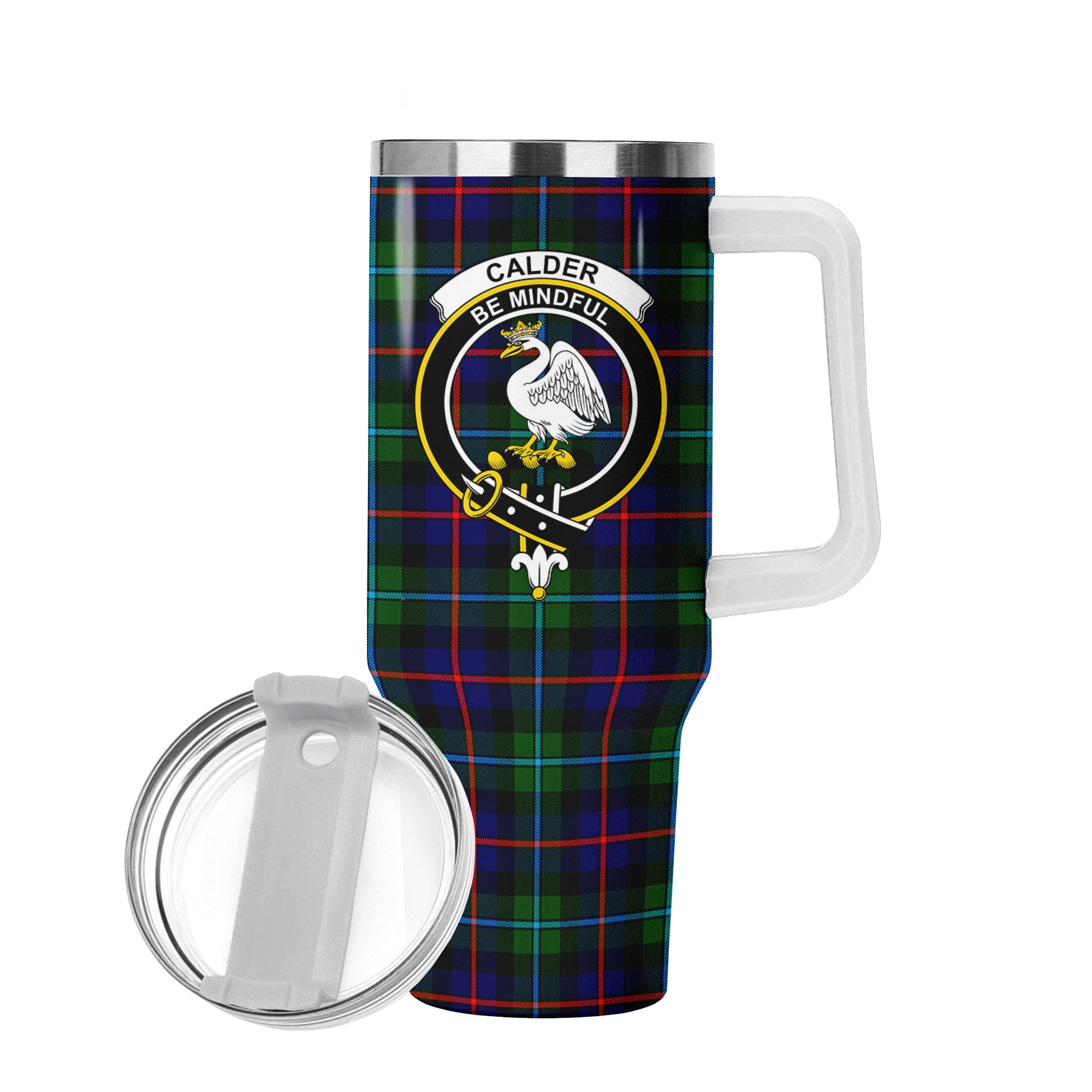 Calder (Calder-Campbell) Tartan Crest 40 oz Insulated Tumbler with Handle
