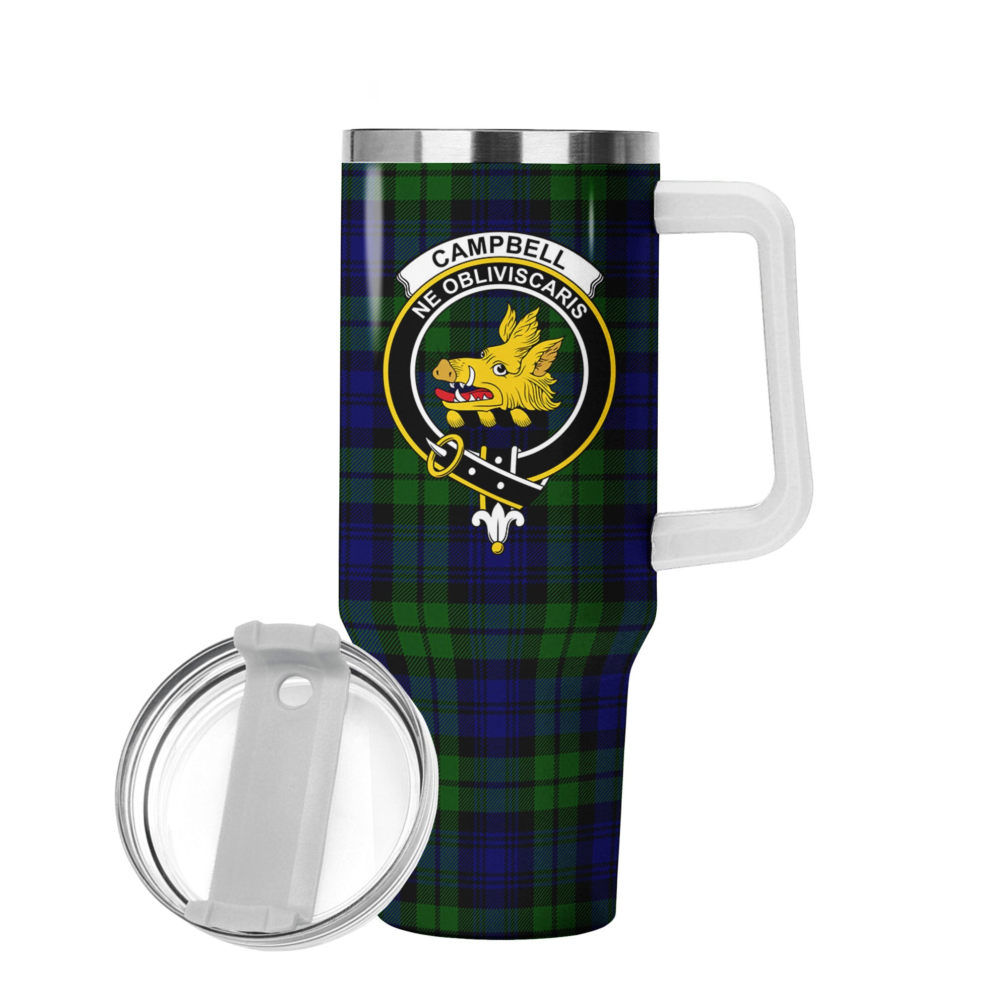Campbell Modern Tartan Crest 40 oz Insulated Tumbler with Handle