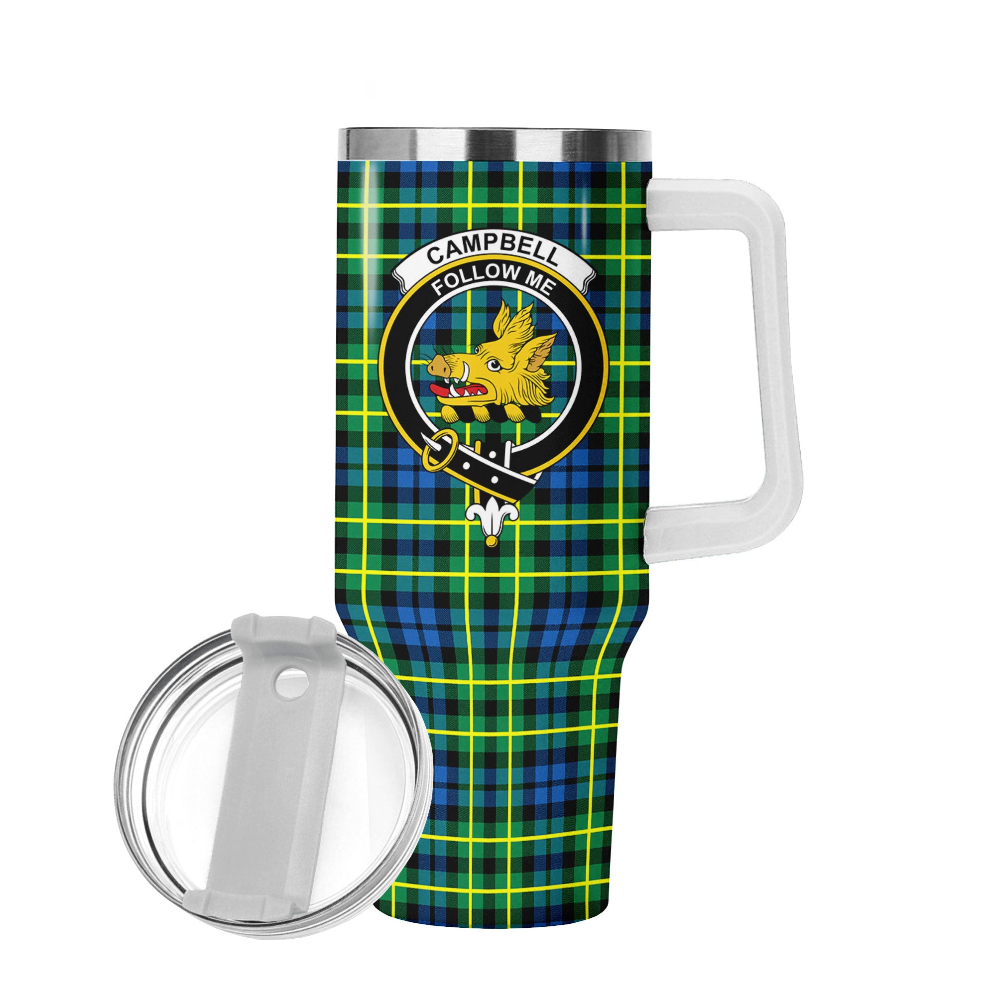 Campbell of Breadalbane Ancient Tartan Crest 40 oz Insulated Tumbler with Handle