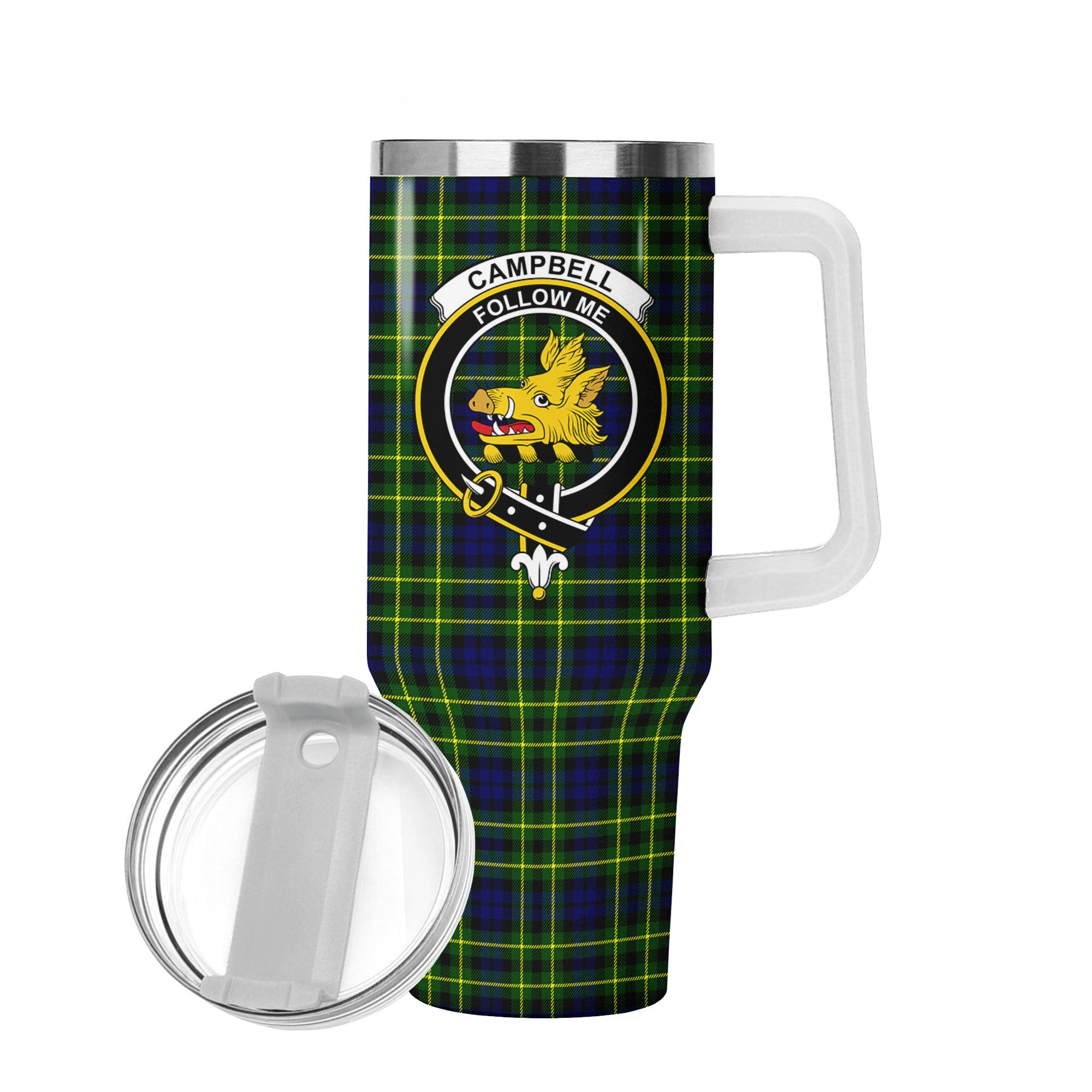 Campbell of Breadalbane Modern Tartan Crest 40 oz Insulated Tumbler with Handle